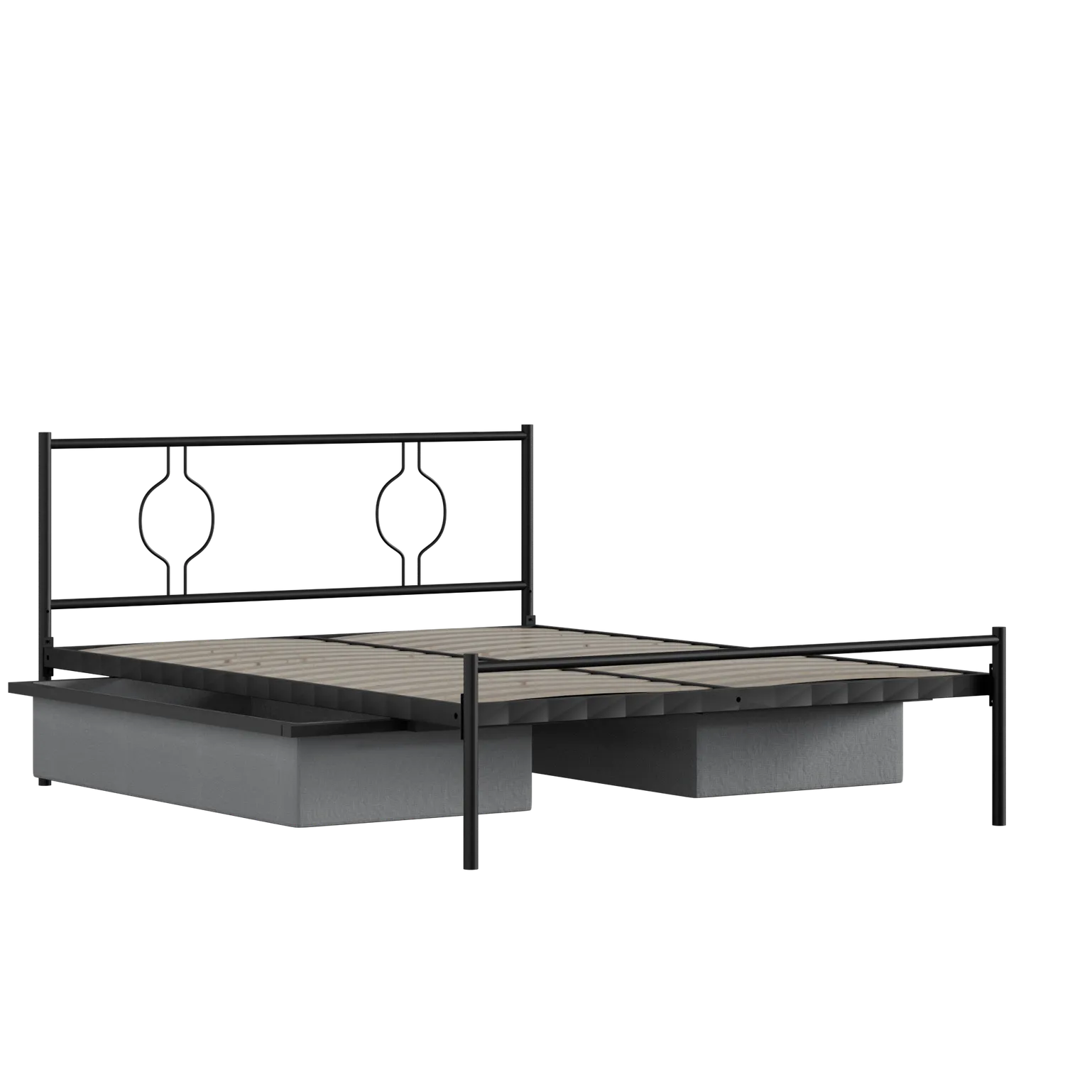 Meiji iron/metal bed in black with drawers