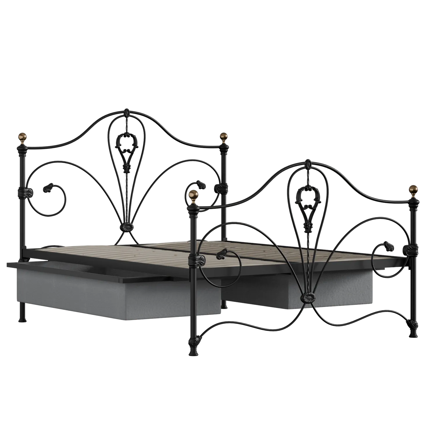 Melrose Metallbett in Schwarz mit Schubladen