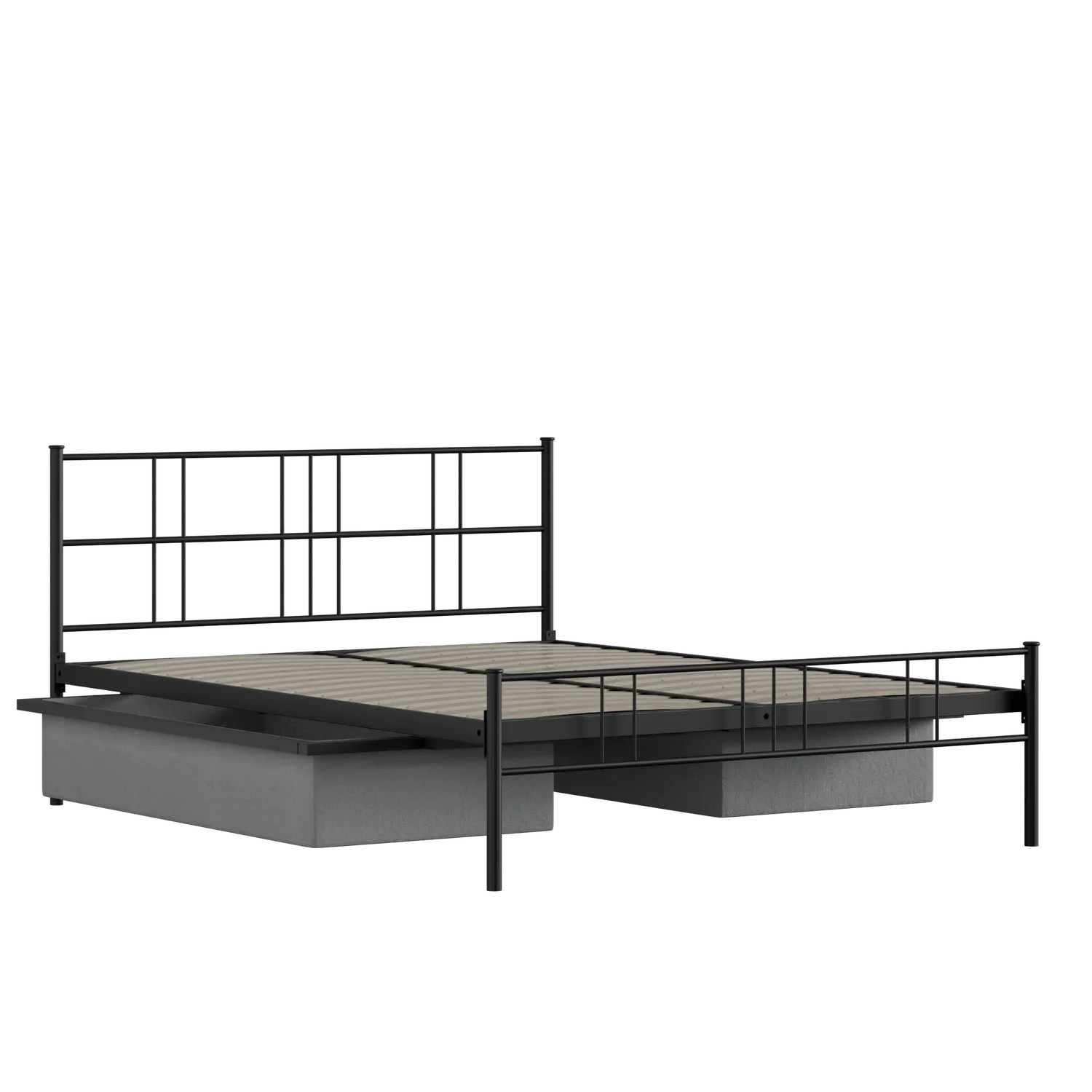 Mortlake iron/metal bed in black with drawers