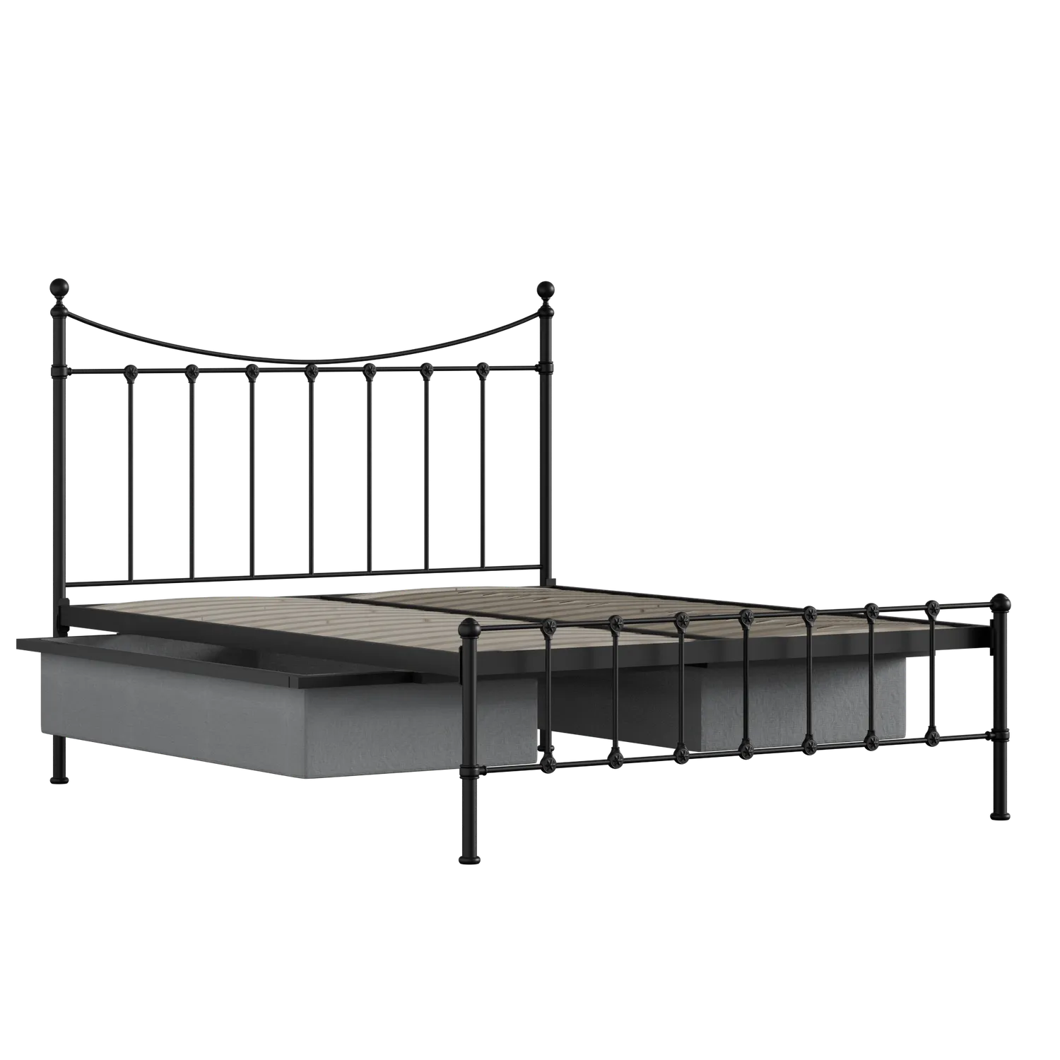 Olivia iron/metal bed in black with drawers