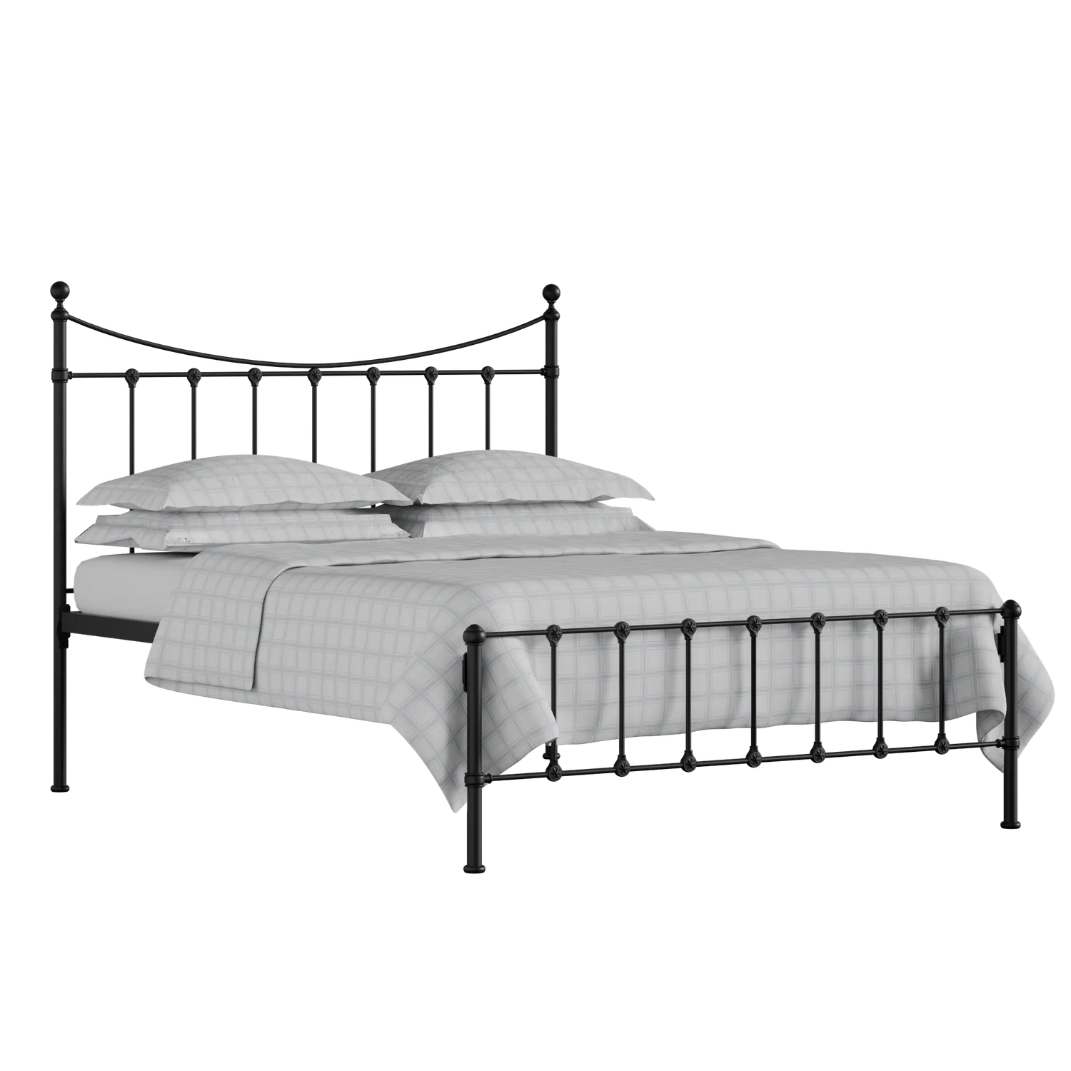 Olivia iron/metal bed in black with Juno mattress