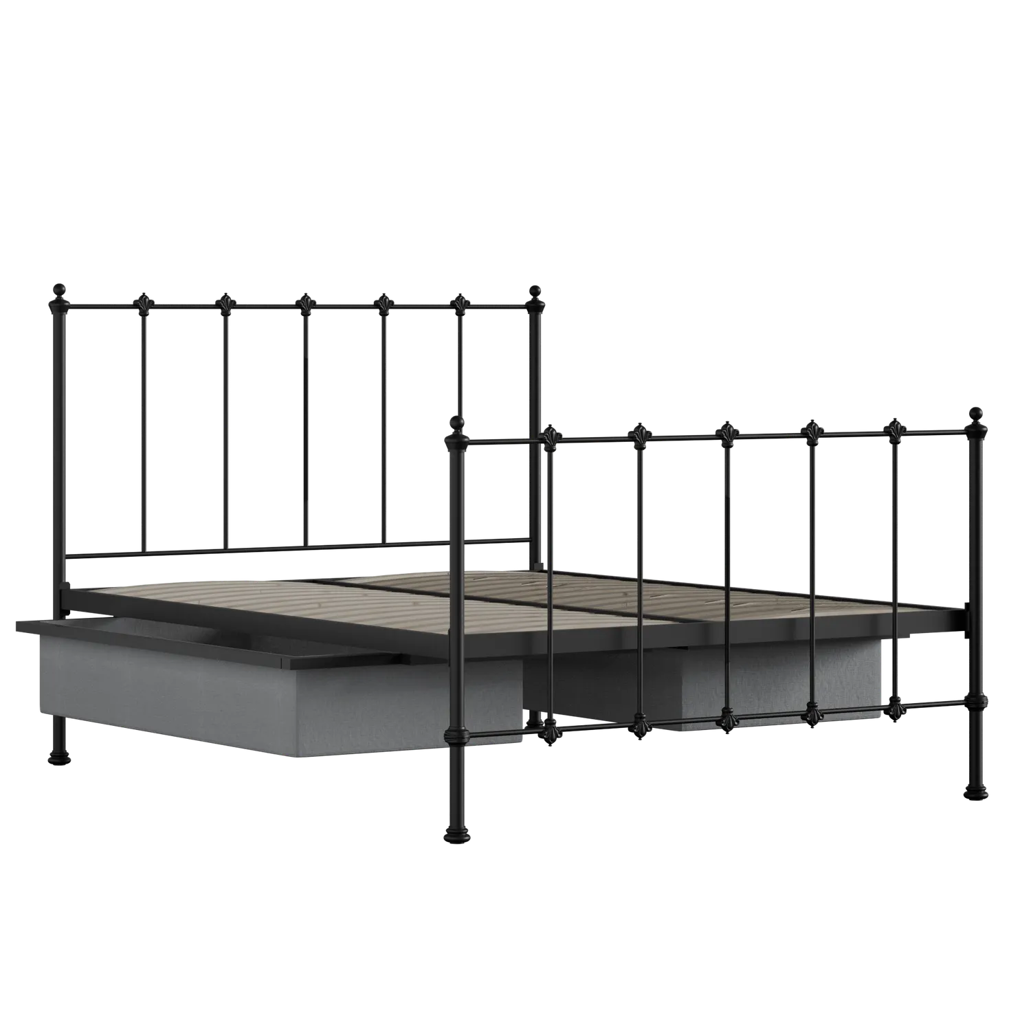 Paris ijzeren bed in zwart met lades