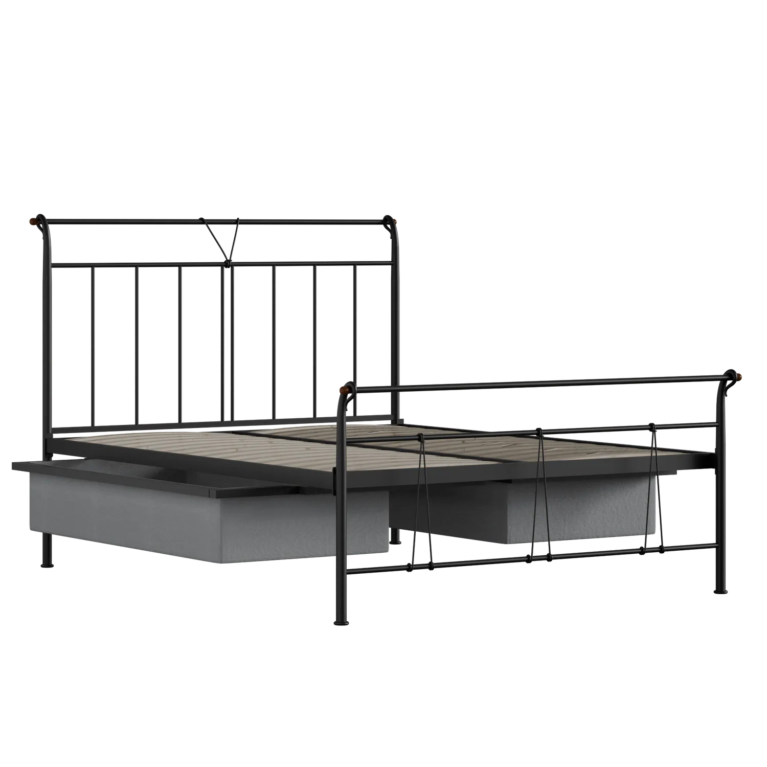 Pellini cama de metal en negro con cajones