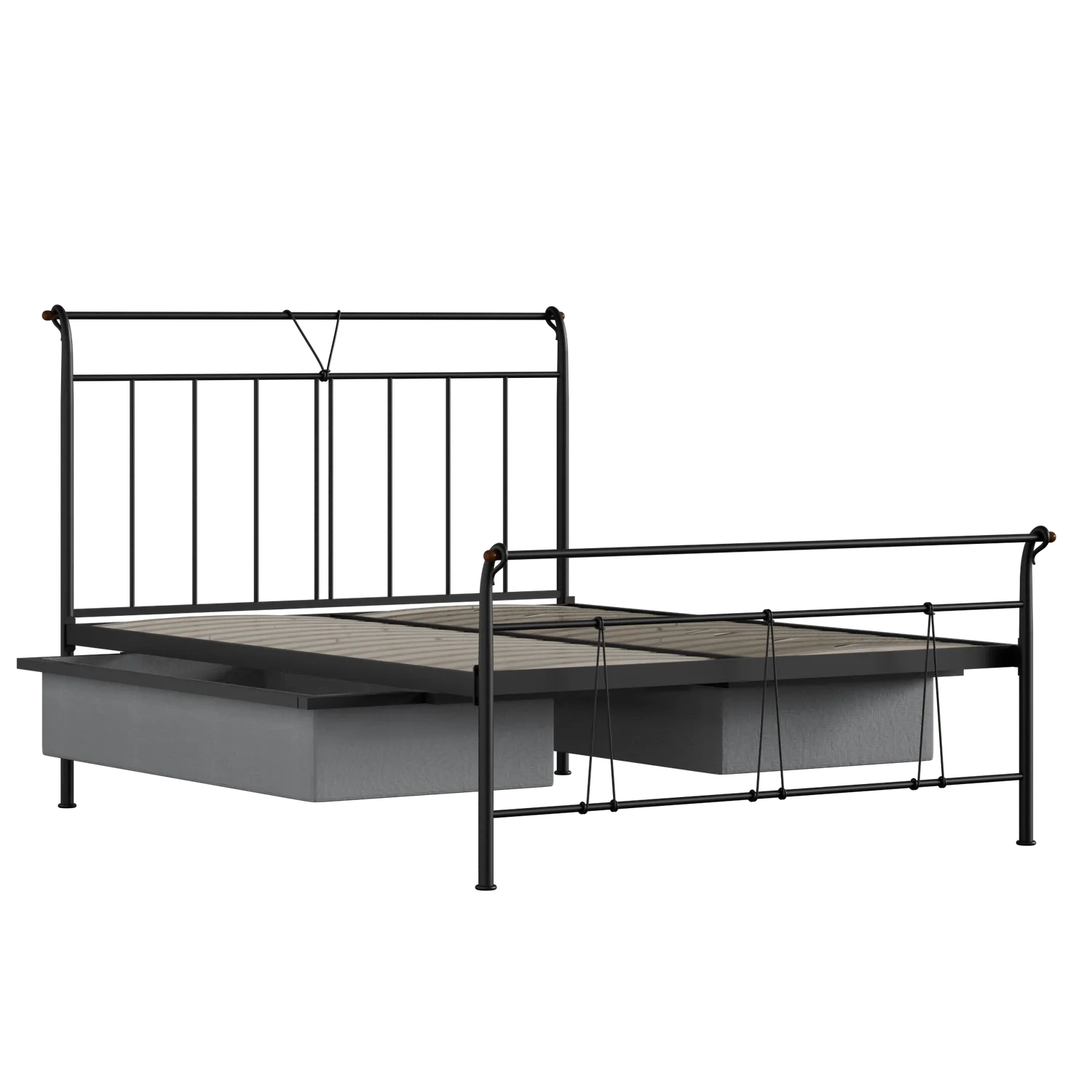 Pellini ijzeren bed in zwart met lades