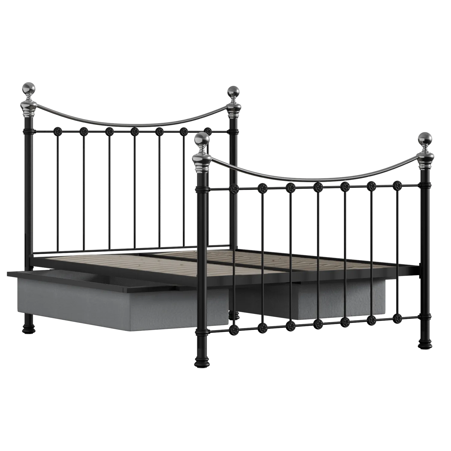 Selkirk Chromo iron/metal bed in black with drawers