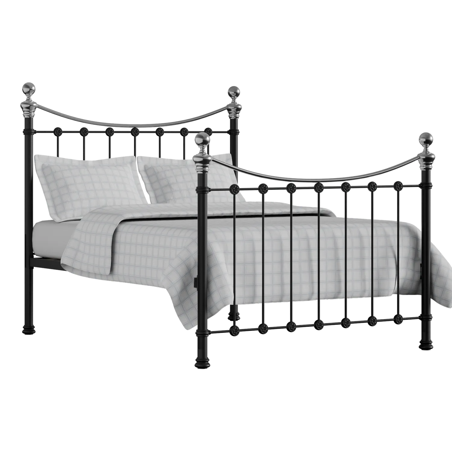 Selkirk Chromo iron/metal bed in black with Juno mattress