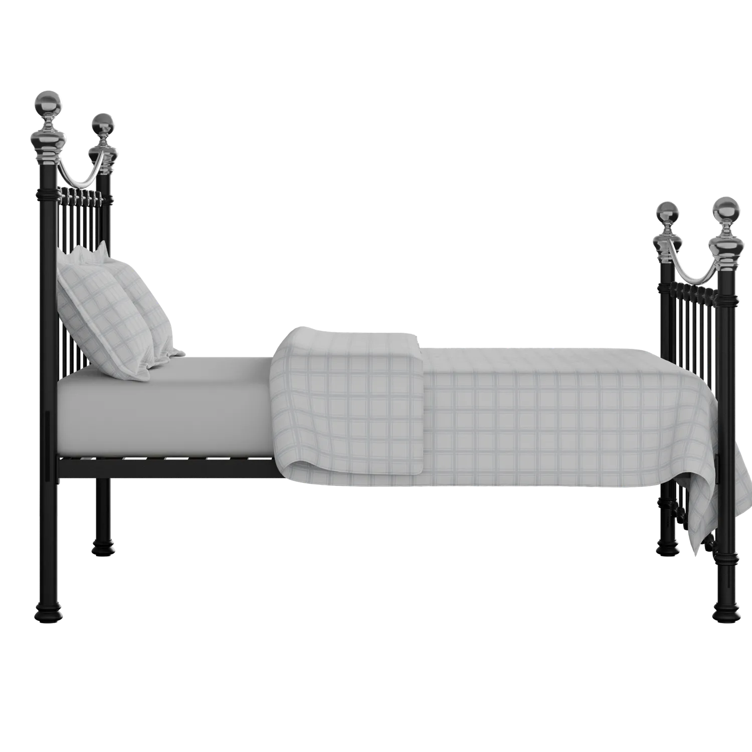 Selkirk Chromo iron/metal bed in black with Juno mattress