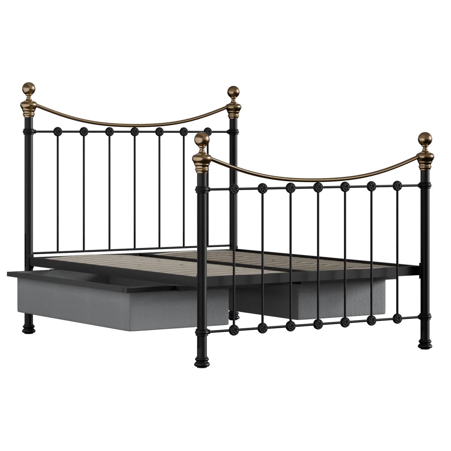 Selkirk iron/metal bed in black with drawers