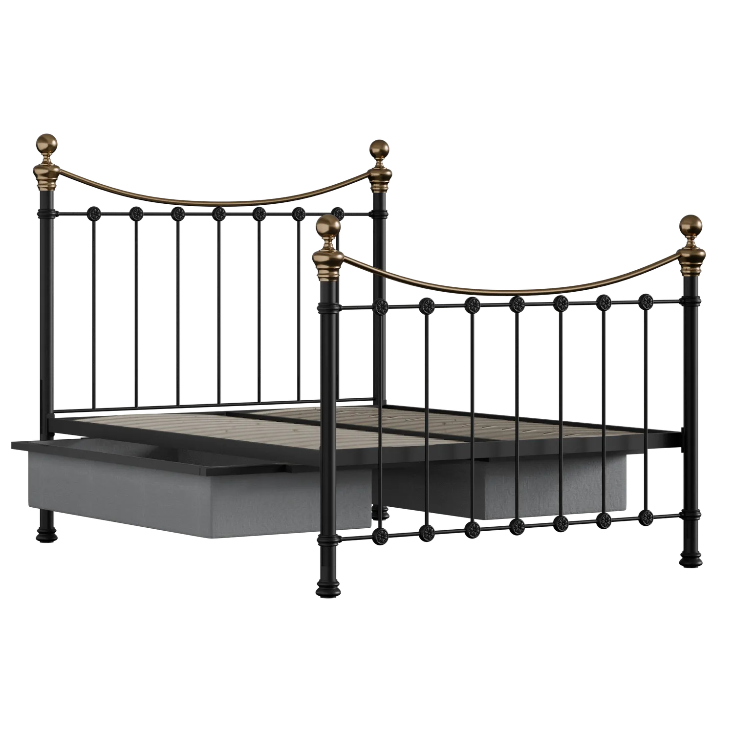 Selkirk ijzeren bed in zwart met lades