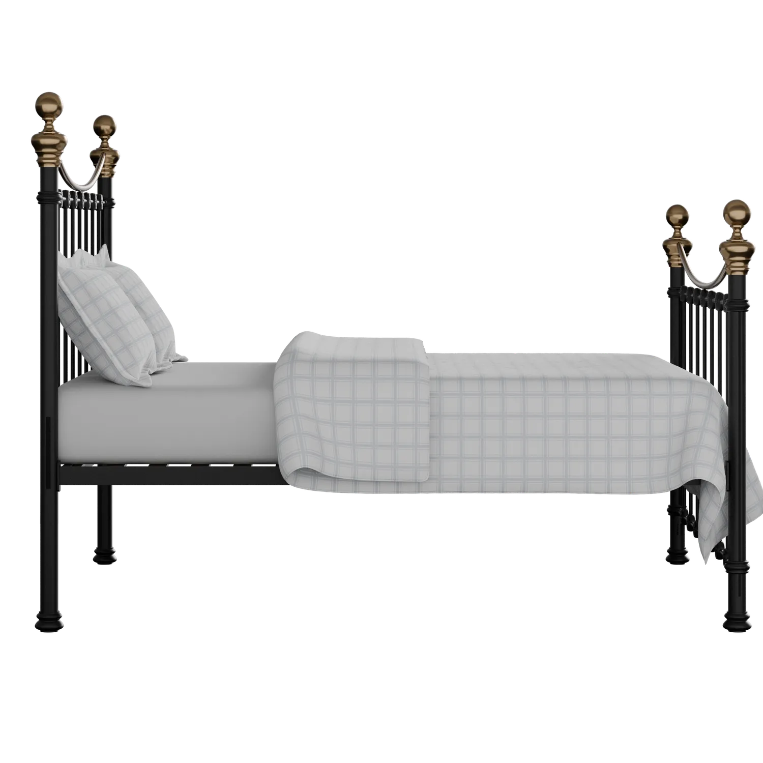 Selkirk ijzeren bed in zwart met matras