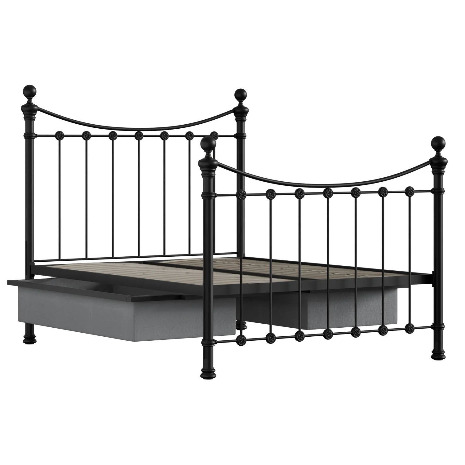 Selkirk Solo cama de metal en negro con cajones