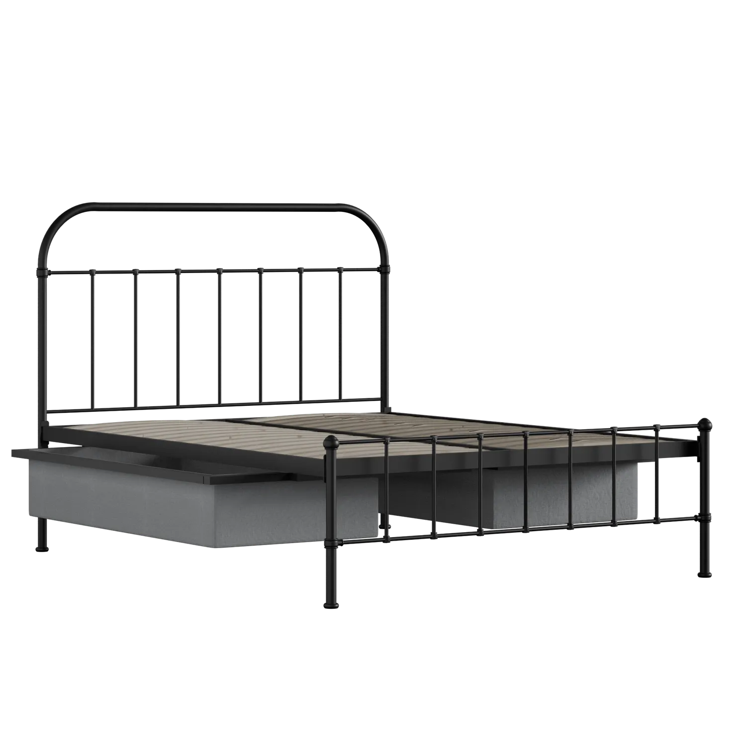 Solomon iron/metal bed in black with drawers