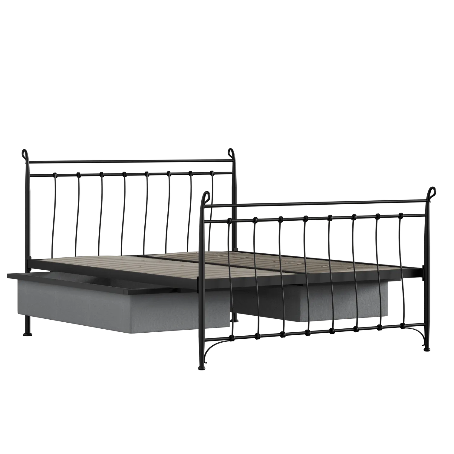 Tiffany ijzeren bed in zwart met lades