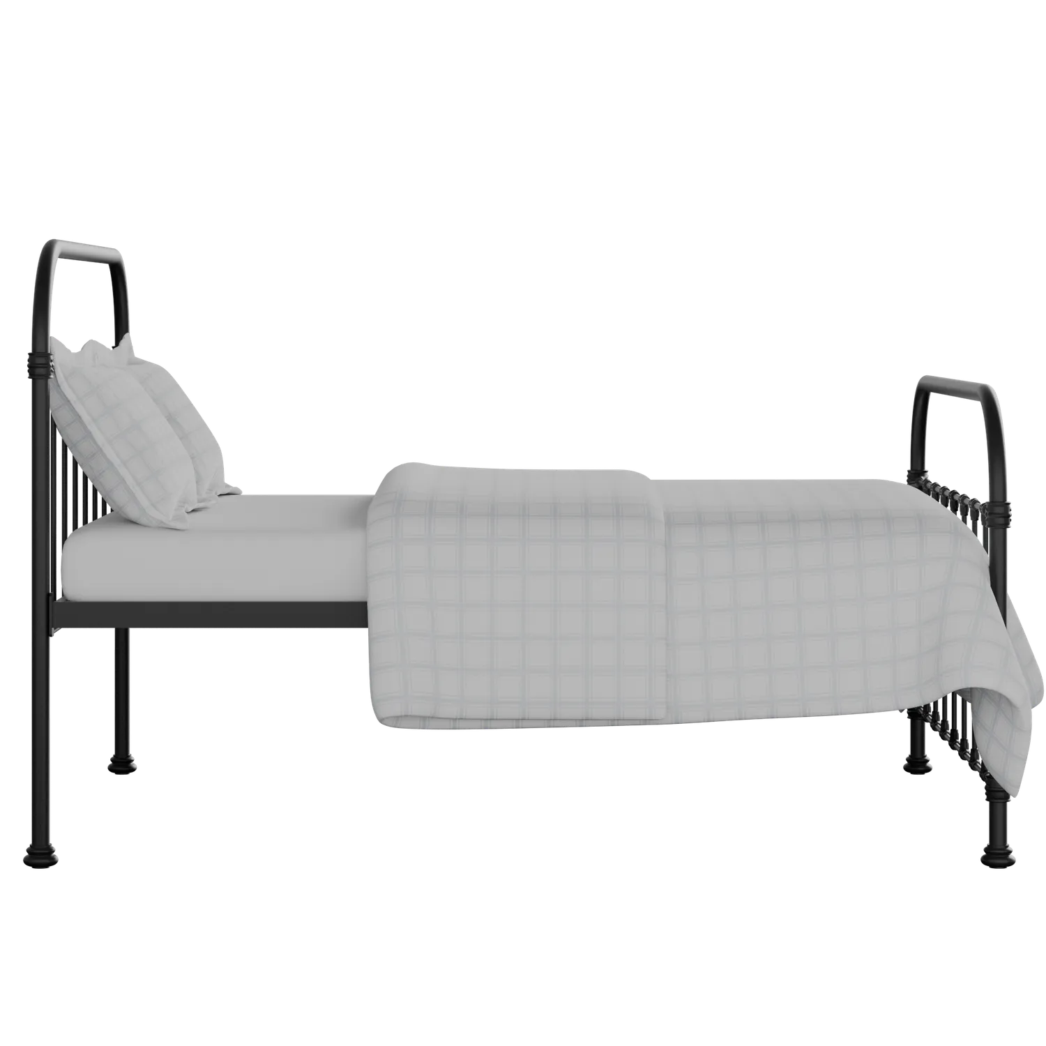 Timolin iron/metal bed in black with Juno mattress