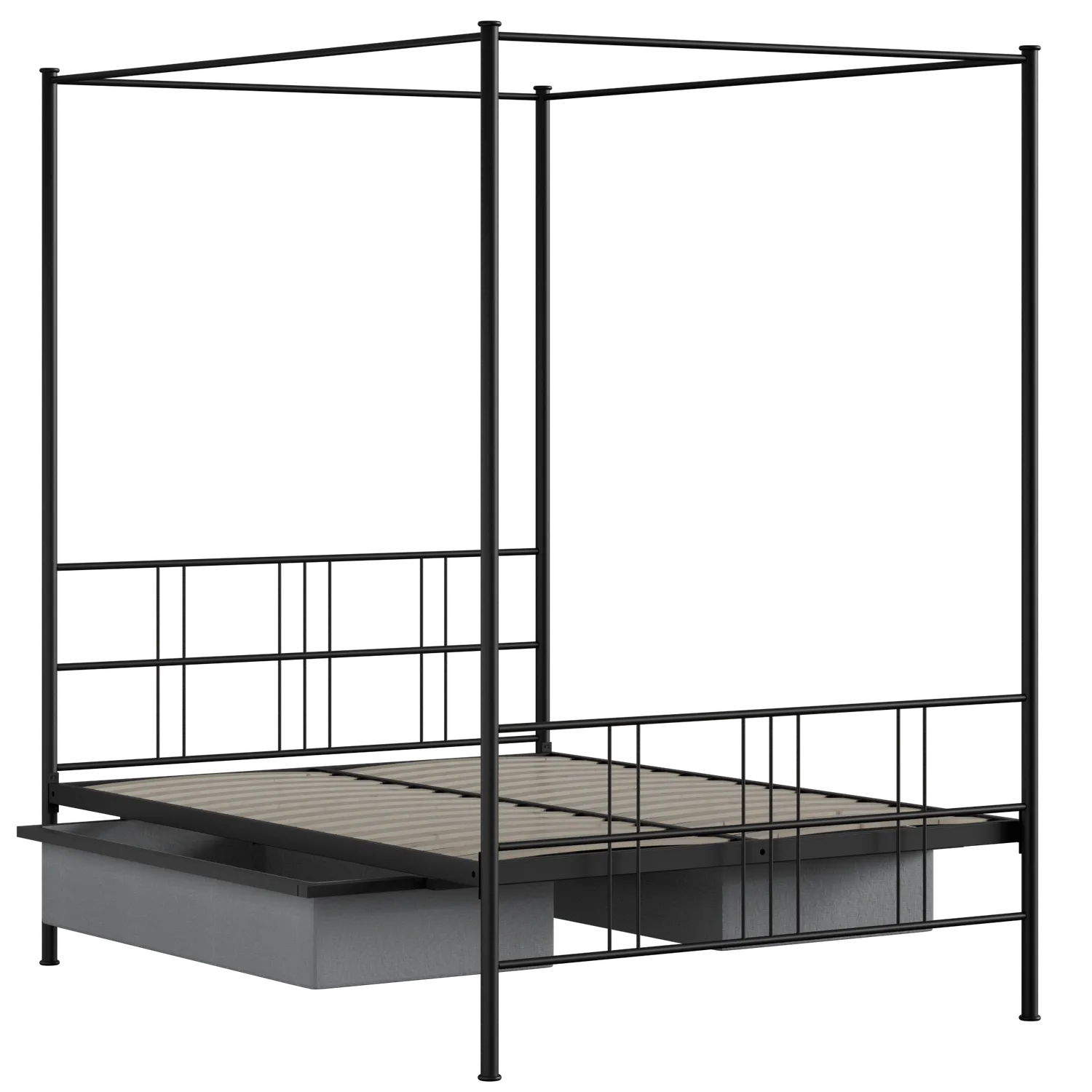 Toulon iron/metal bed in black with drawers