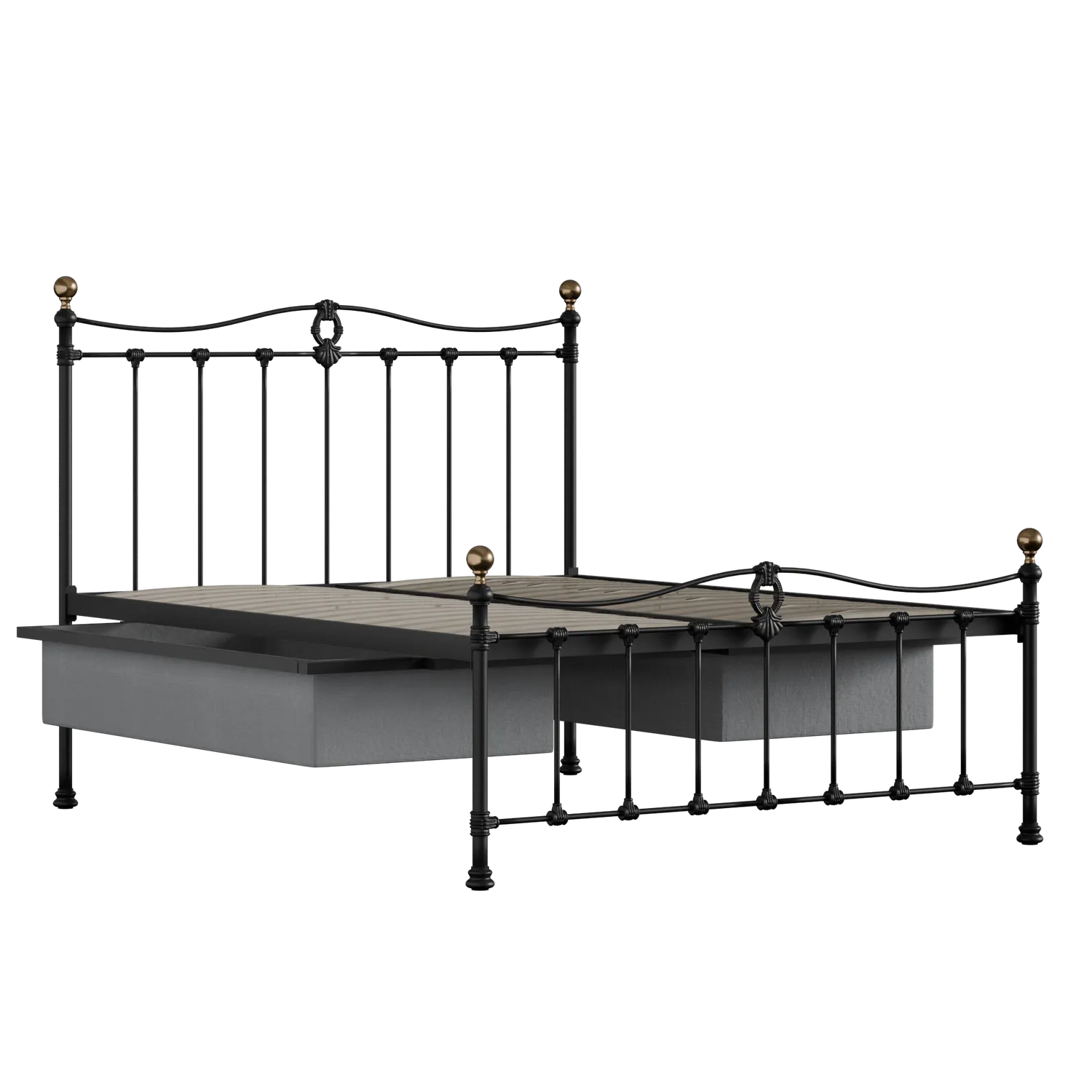 Tulsk Low Footend cama de metal en negro con cajones