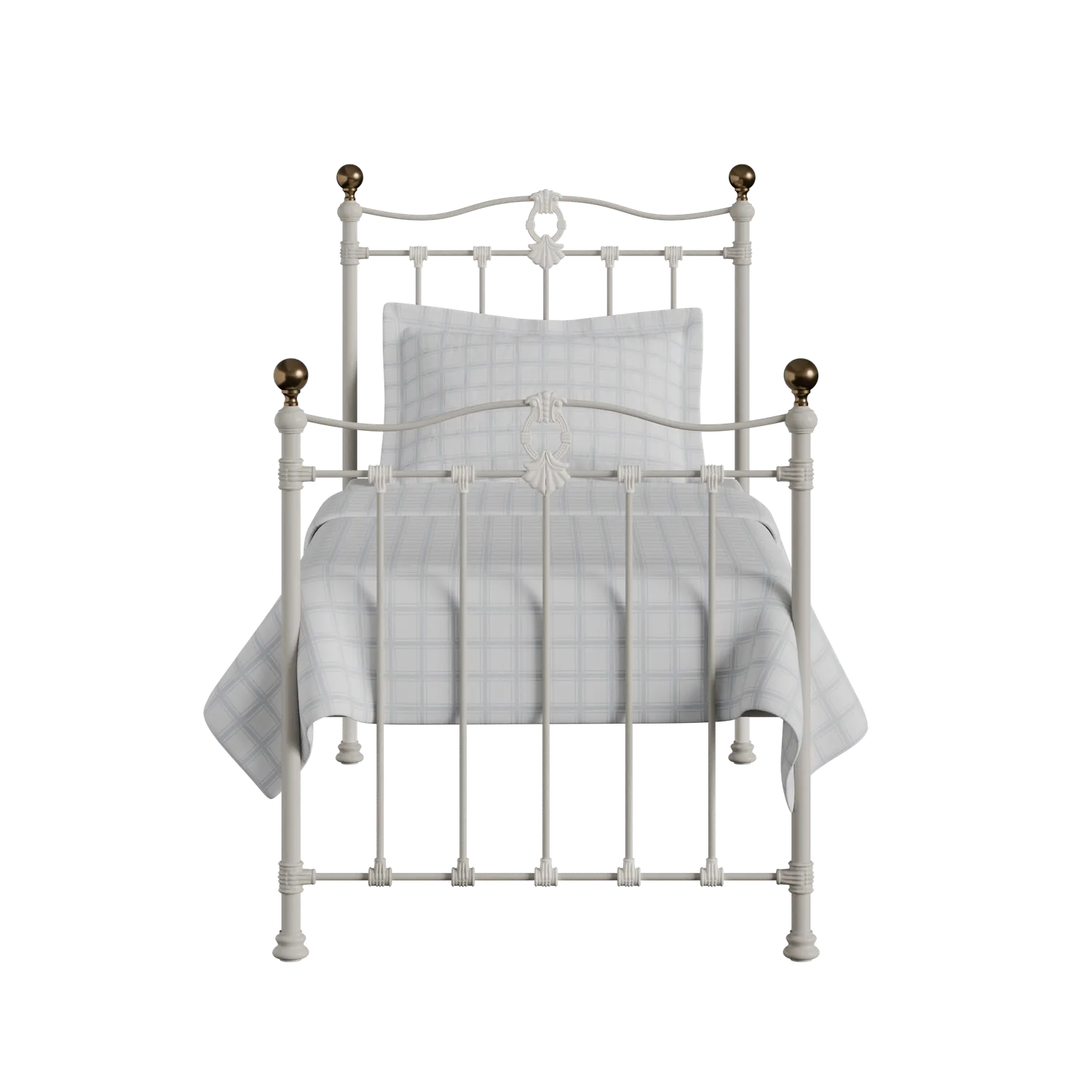 Tulsk iron/metal single bed in ivory