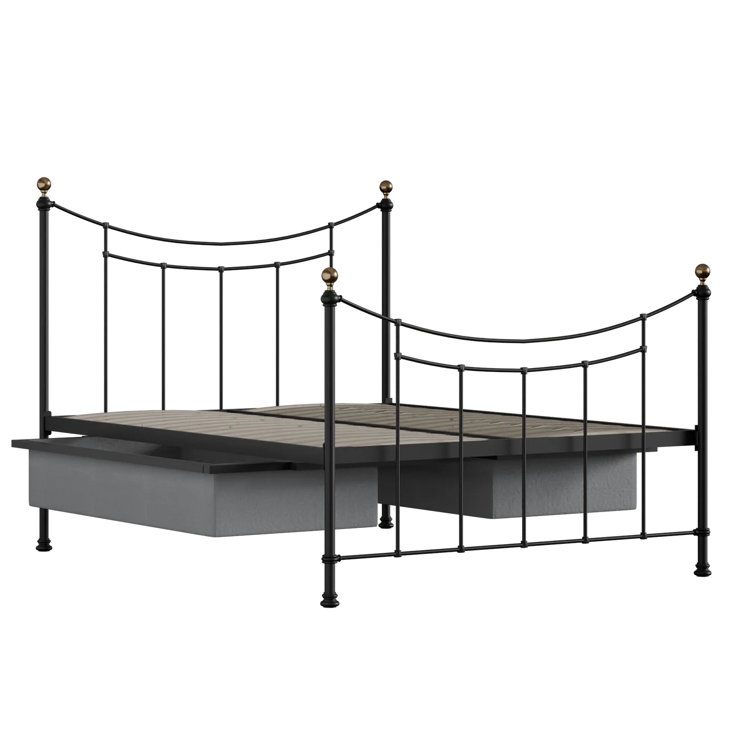 Virginia cama de metal en negro con cajones