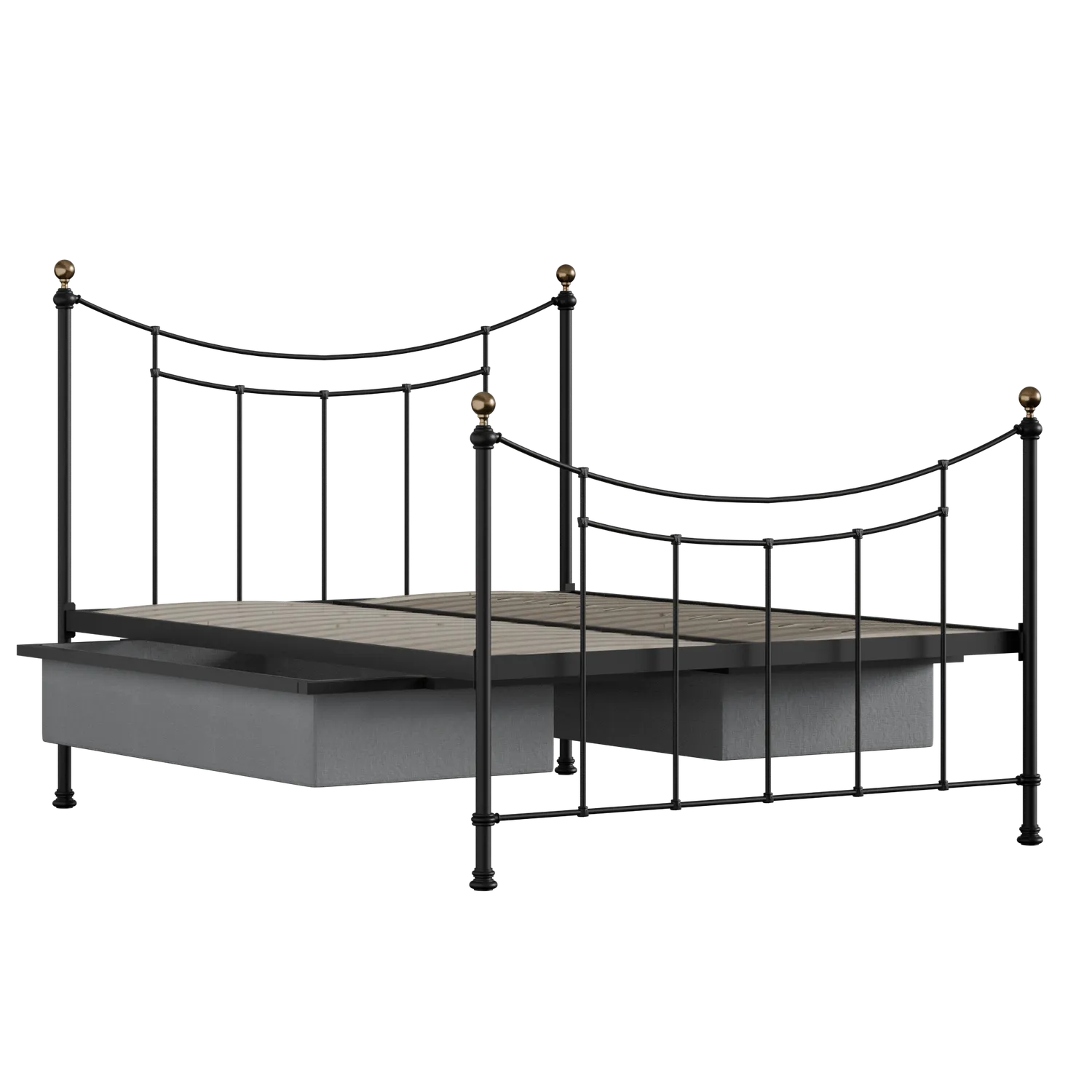 Virginia ijzeren bed in zwart met lades