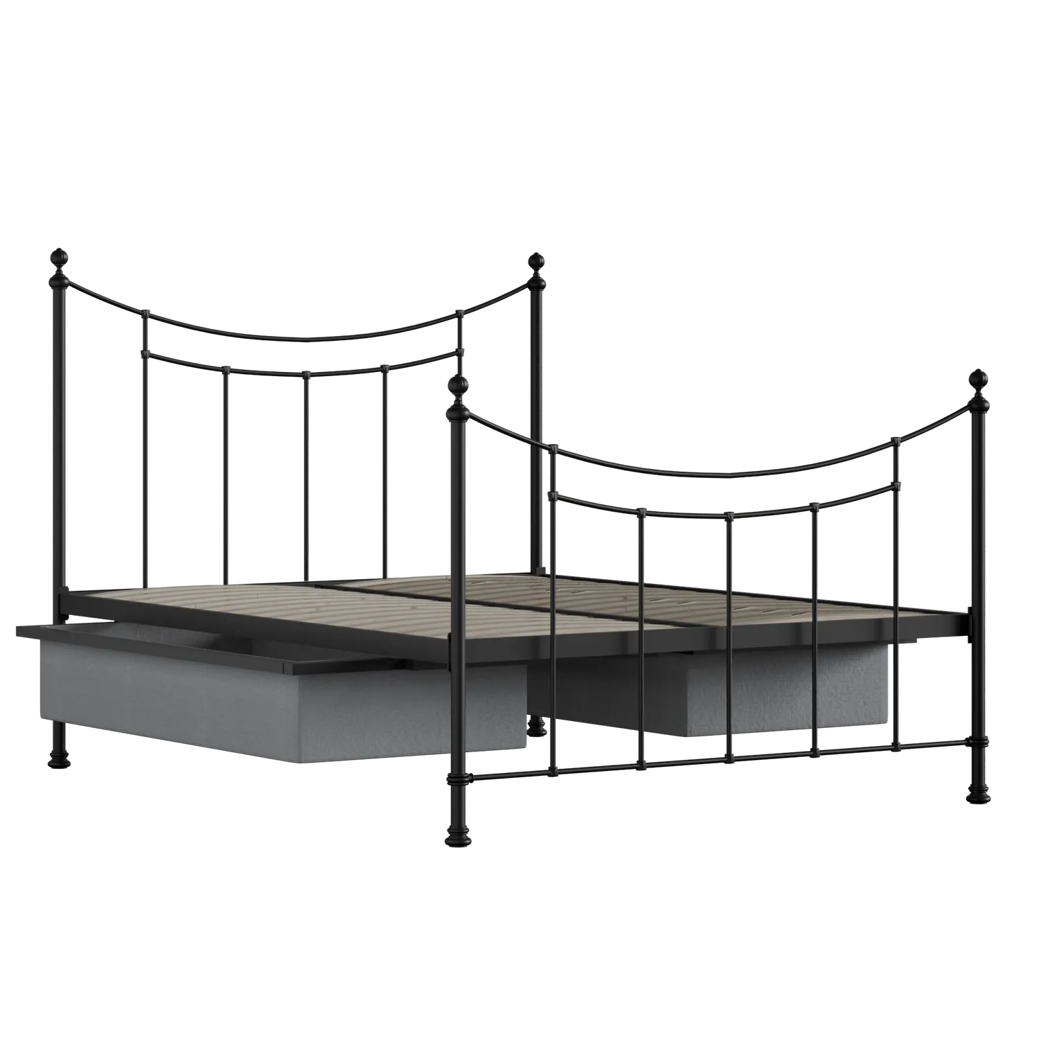 Winchester ijzeren bed in zwart met lades