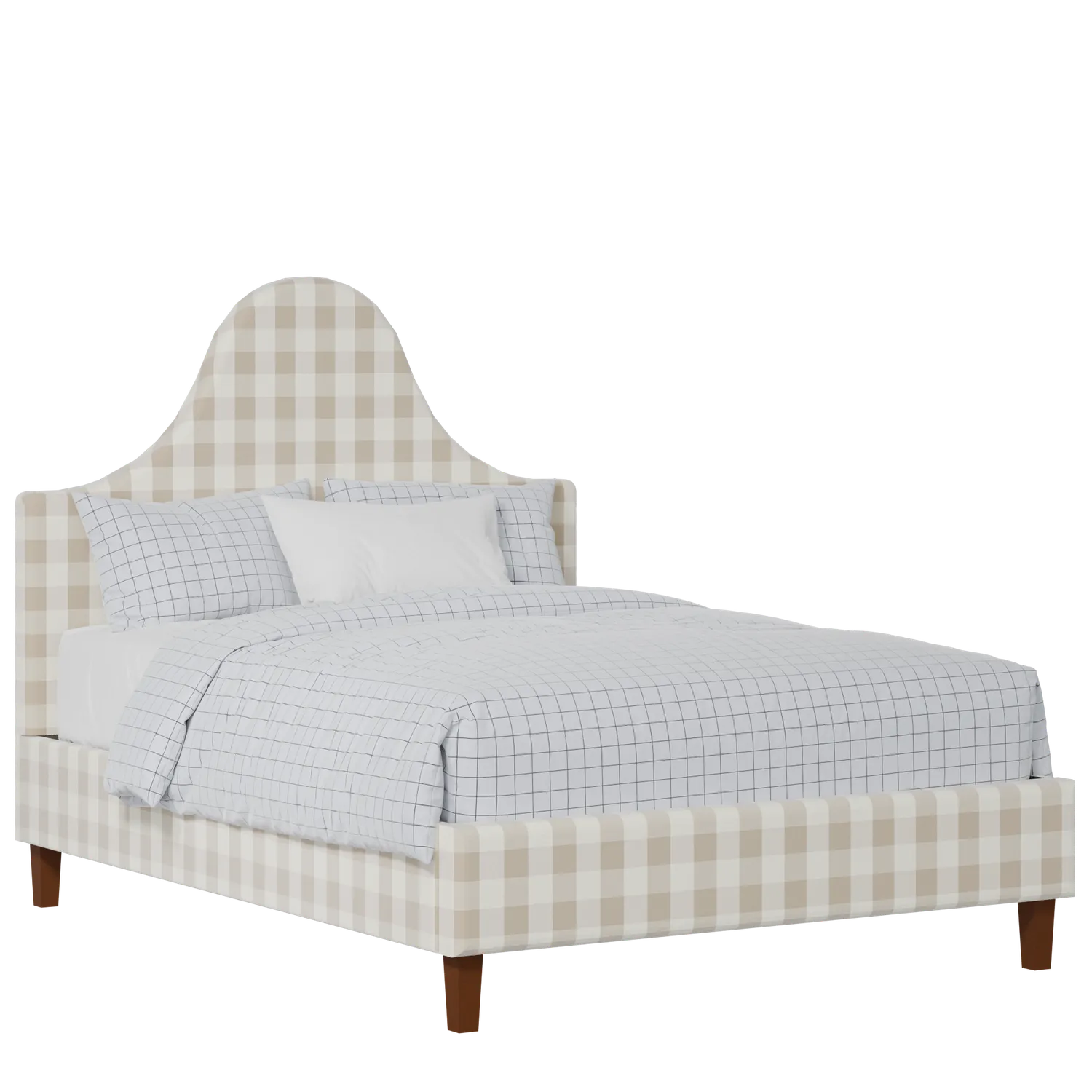Beverley upholstered bed in Romo Kemble Putty fabric with Juno mattress