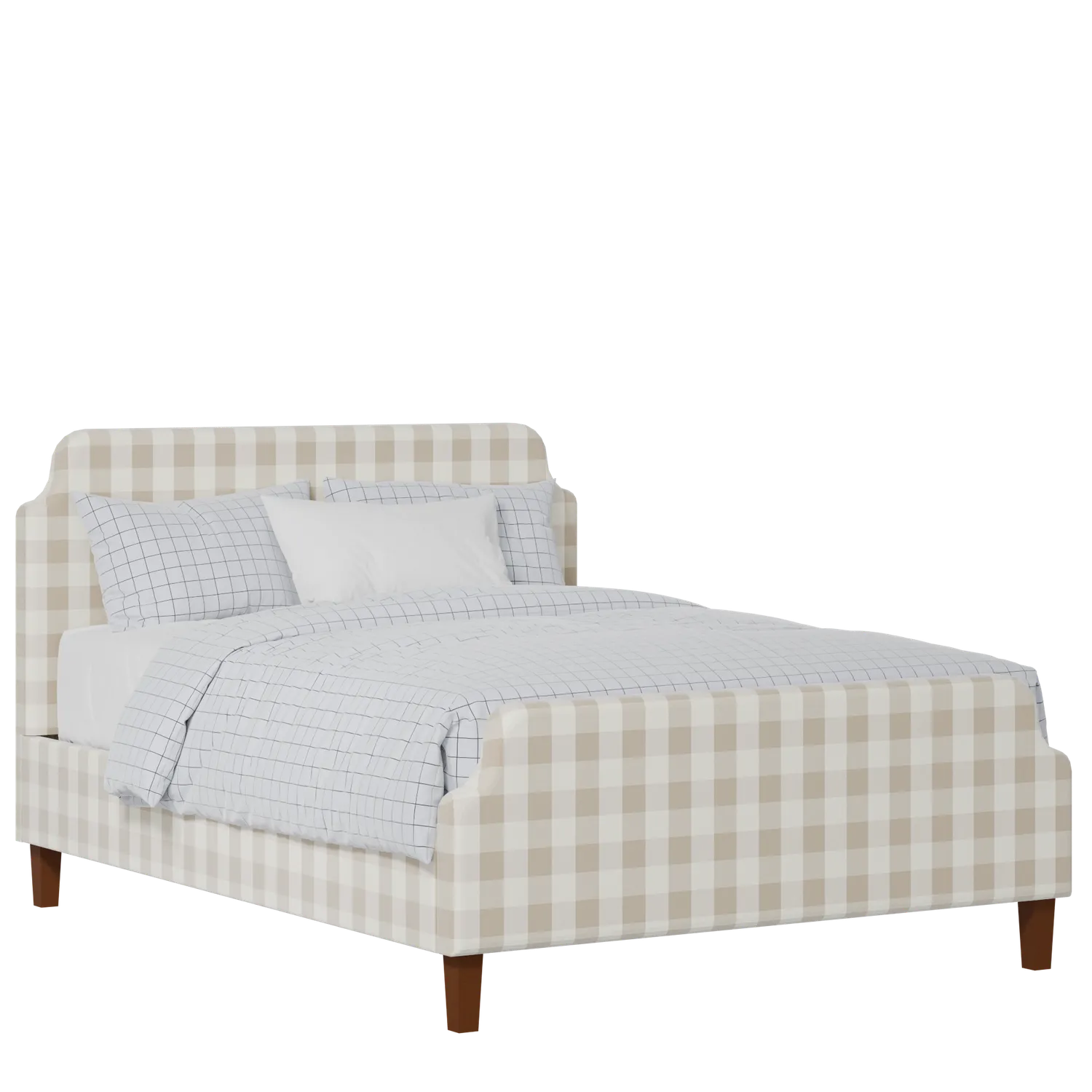 Charing upholstered bed in Romo Kemble Putty fabric with Juno mattress