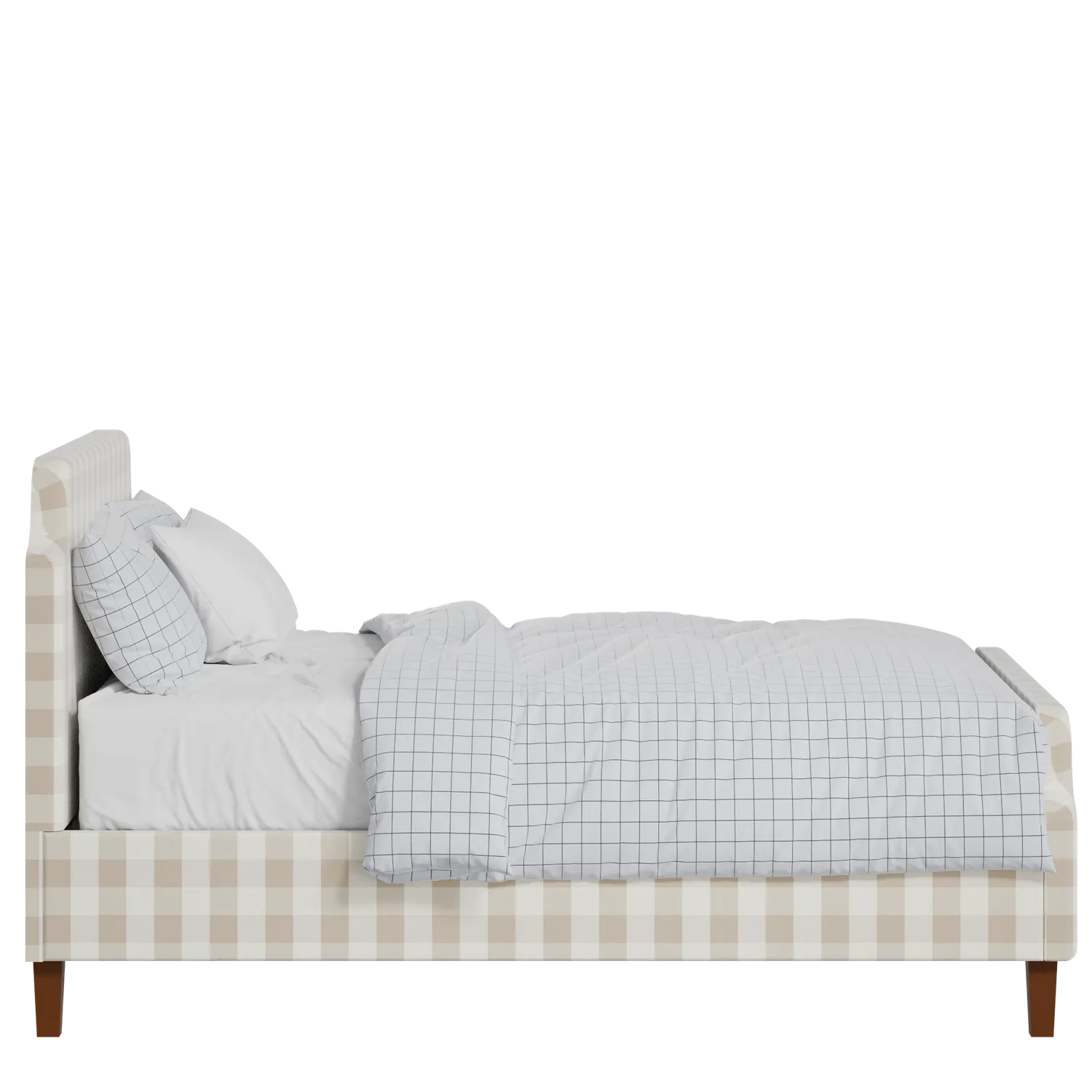 Charing upholstered bed in Romo Kemble Putty fabric with Juno mattress