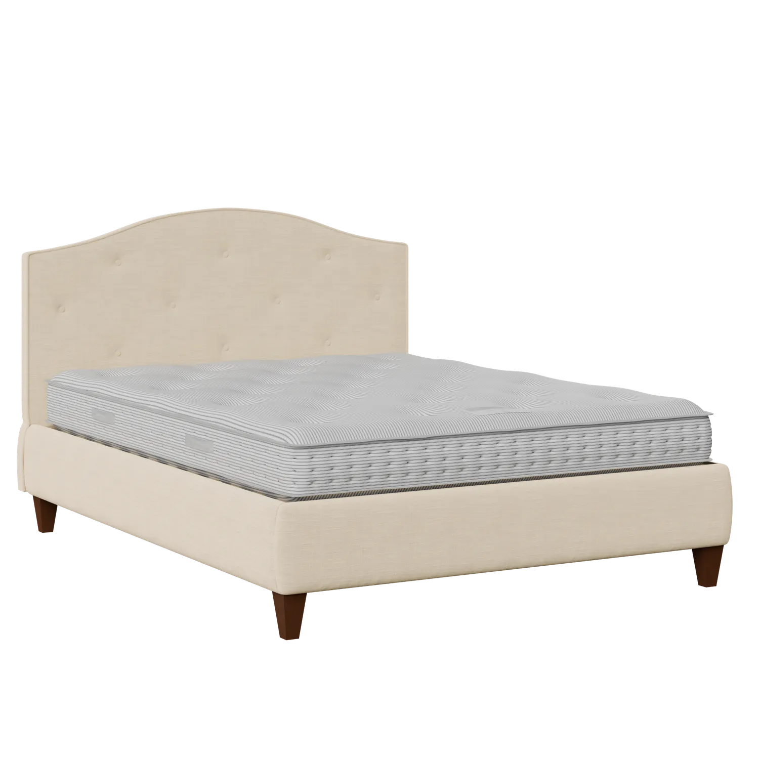 Daniella Buttoned Diagonal cama tapizada en tela natural