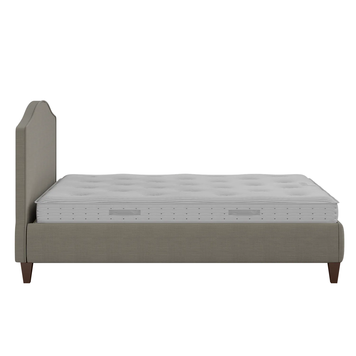 Daniella with Piping upholstered bed in grey fabric with Juno mattress