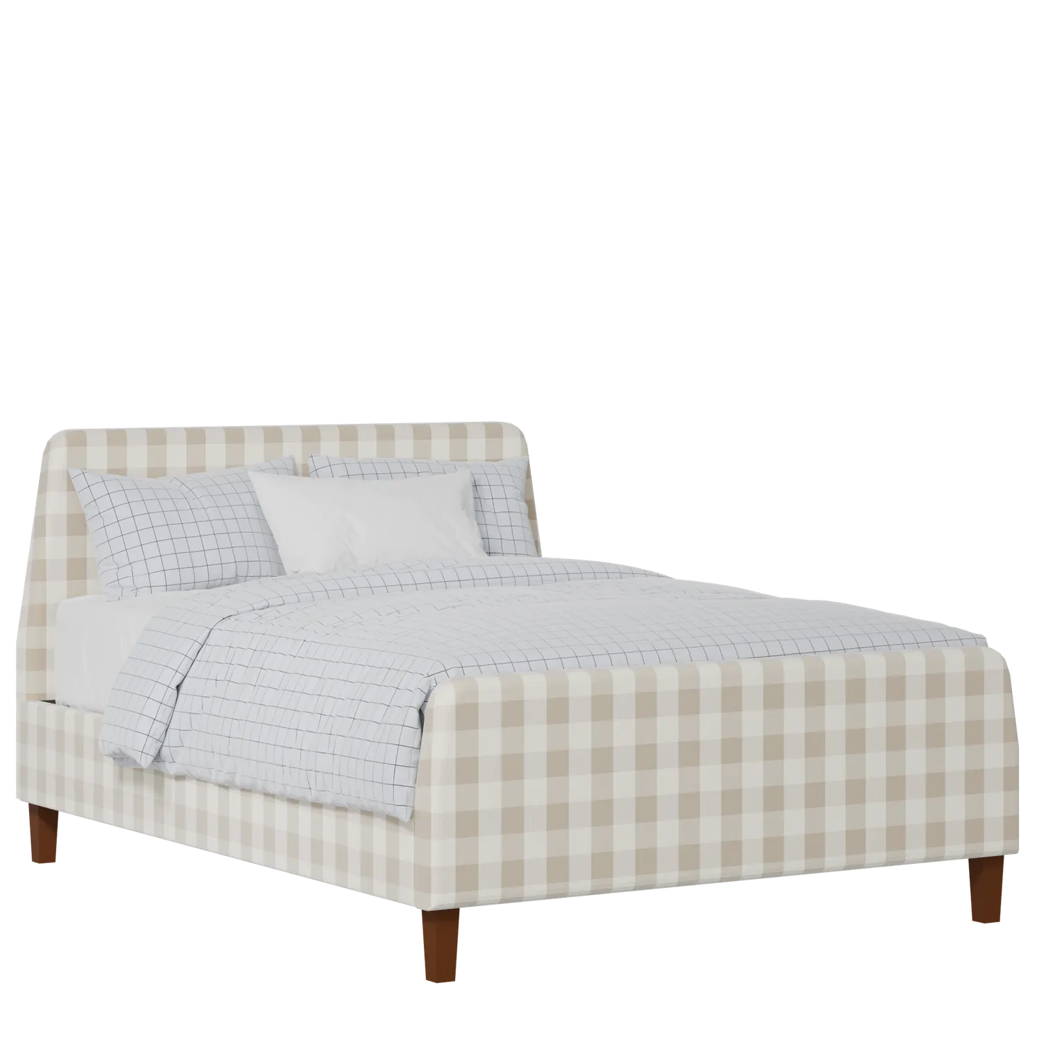 Hanwell upholstered bed in Romo Kemble Putty fabric with Juno mattress