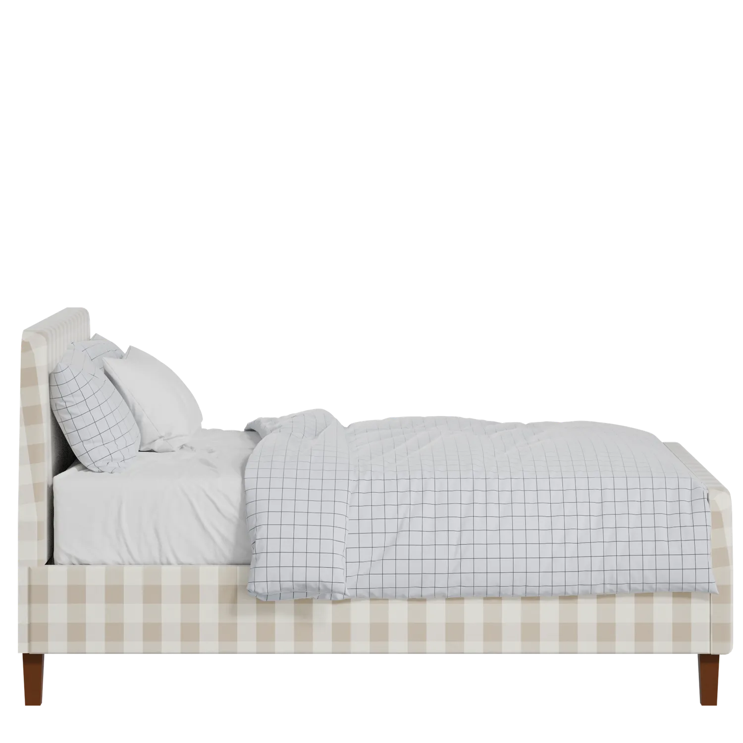 Hanwell upholstered bed in Romo Kemble Putty fabric with Juno mattress
