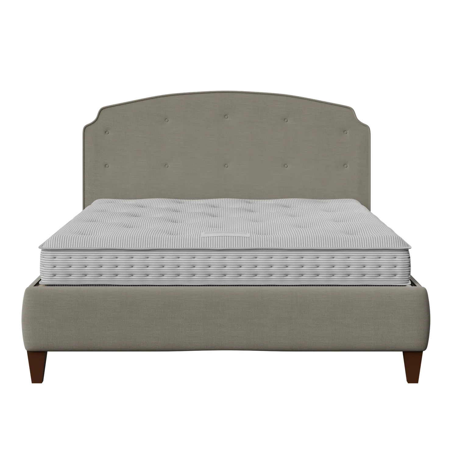 Lide Buttoned cama tapizada en tela gris con colchón