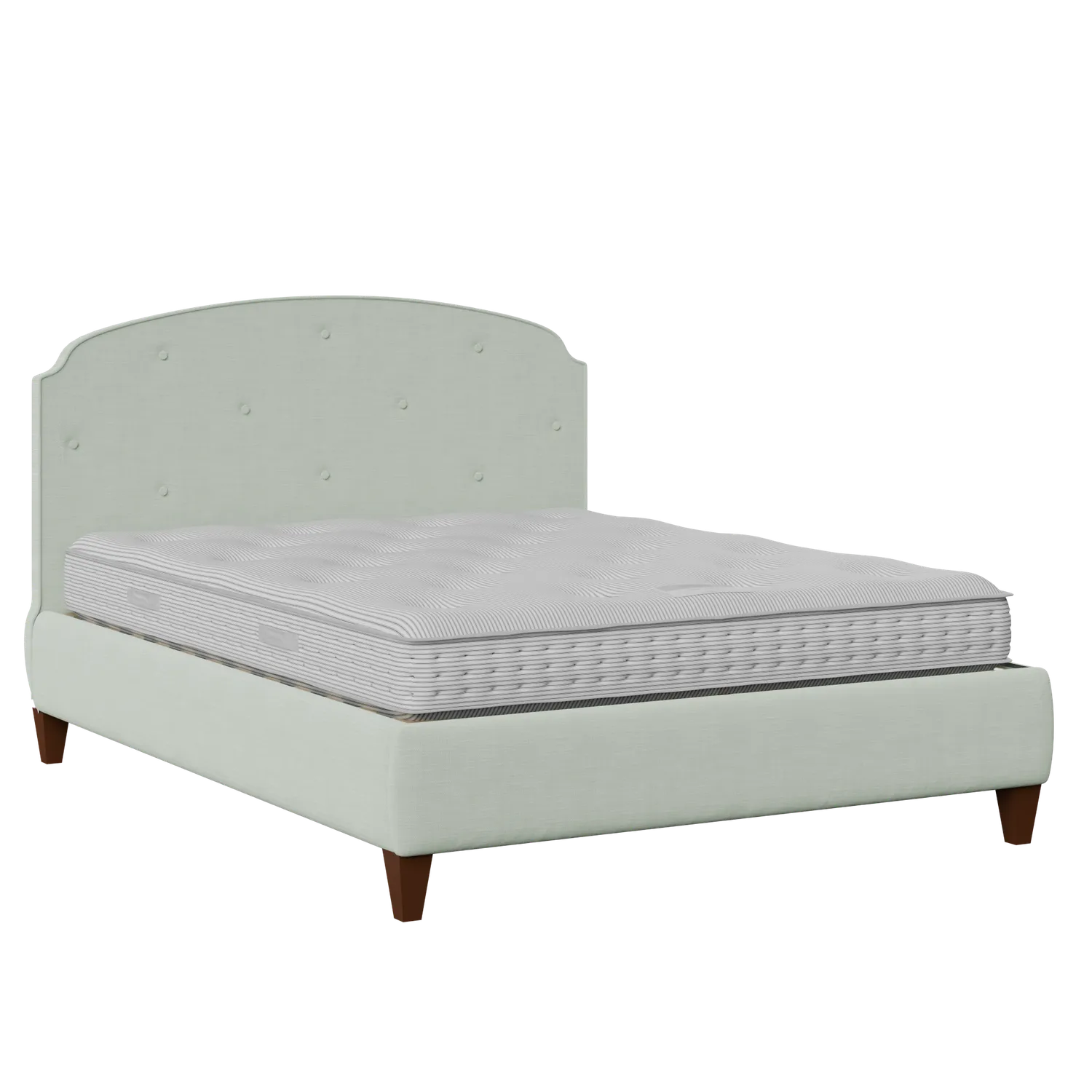 Lide Buttoned Diagonal upholstered bed in duckegg fabric