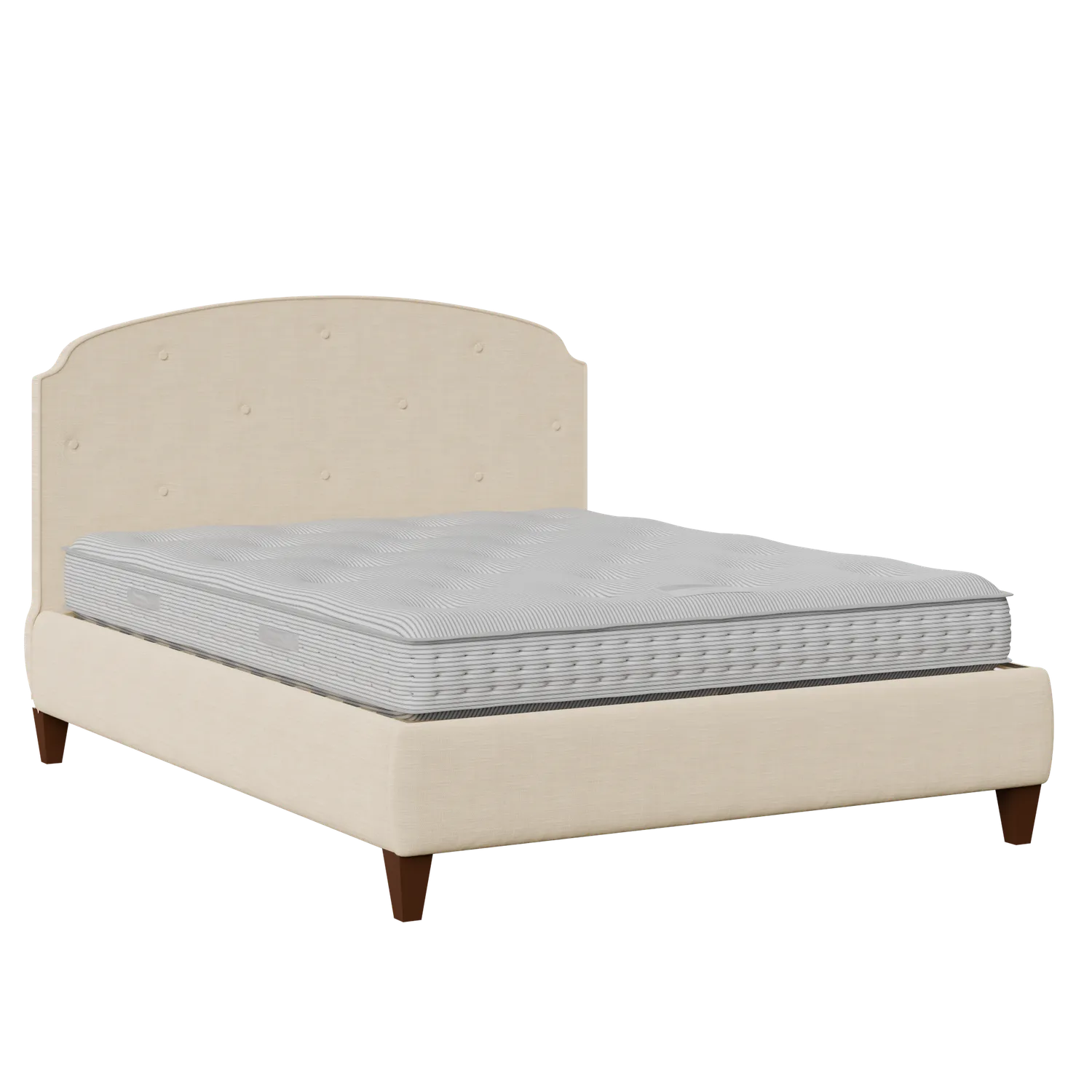 Lide Buttoned Diagonal upholstered bed in natural fabric