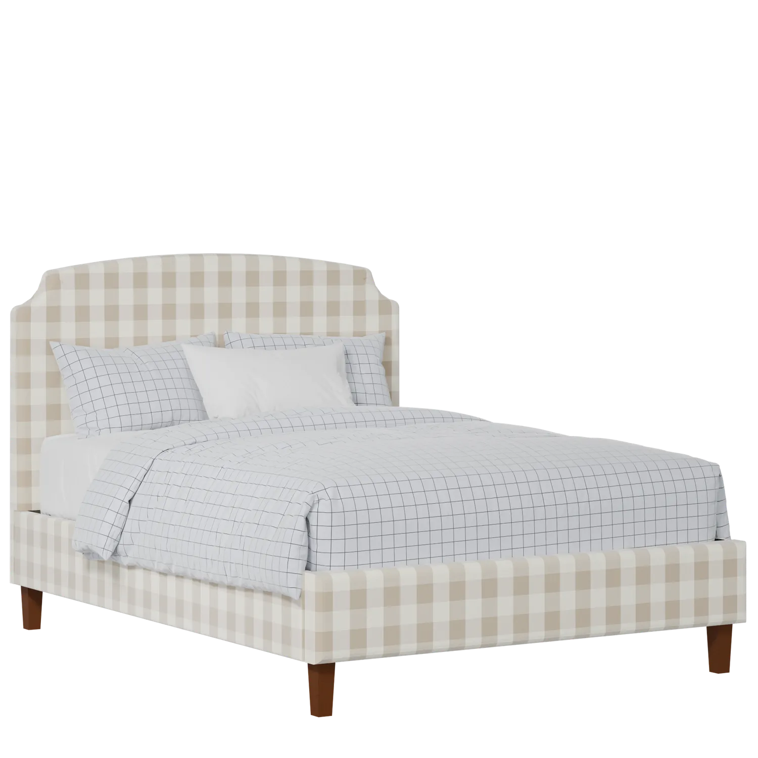 Poole Slim upholstered bed in Romo Kemble Putty fabric with Juno mattress