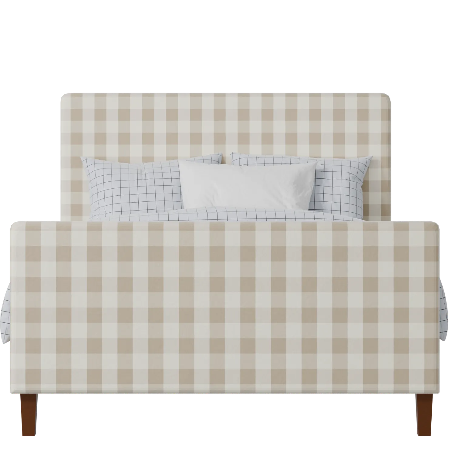 Porto upholstered bed in Romo Kemble Putty fabric