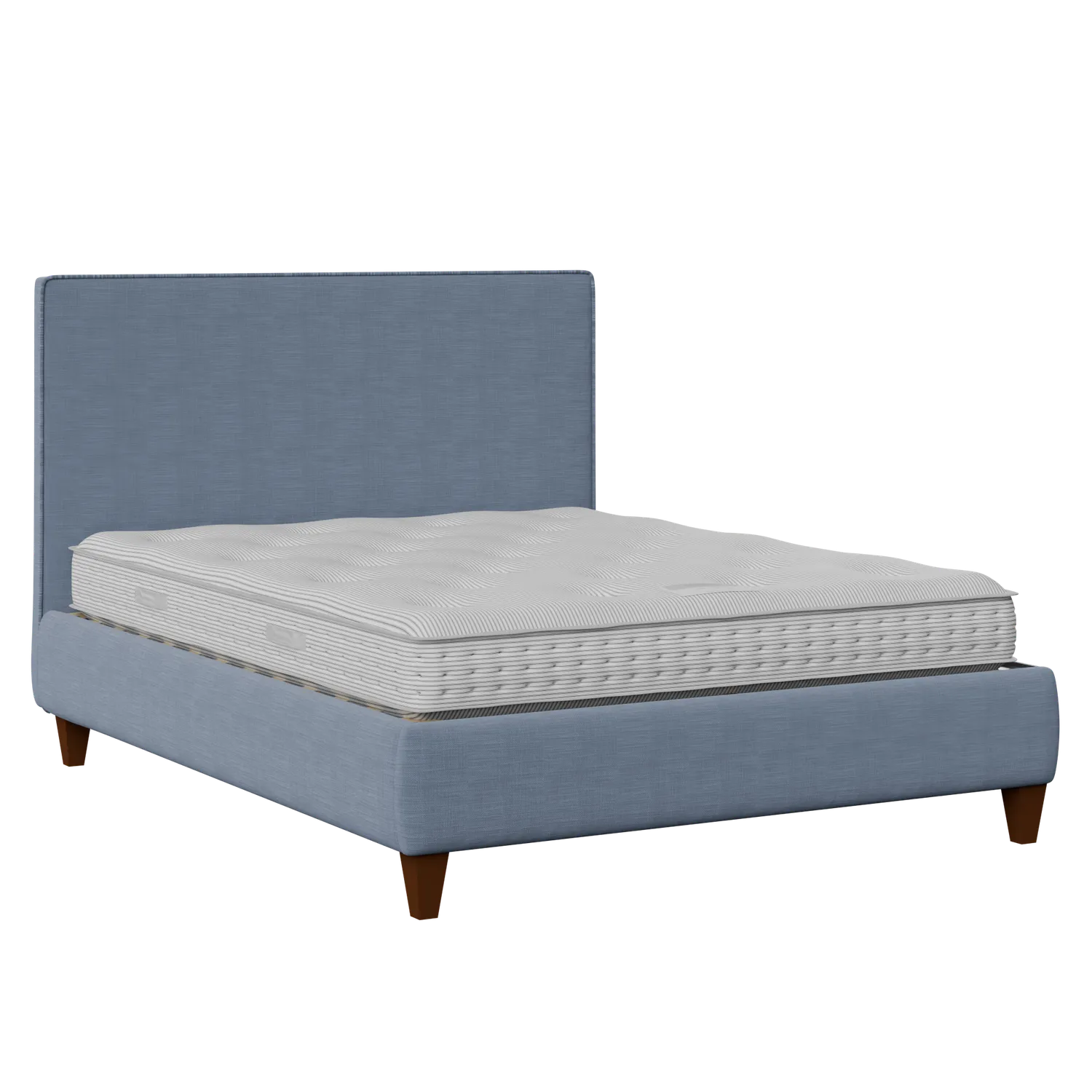 Yushan with Piping upholstered bed in blue fabric