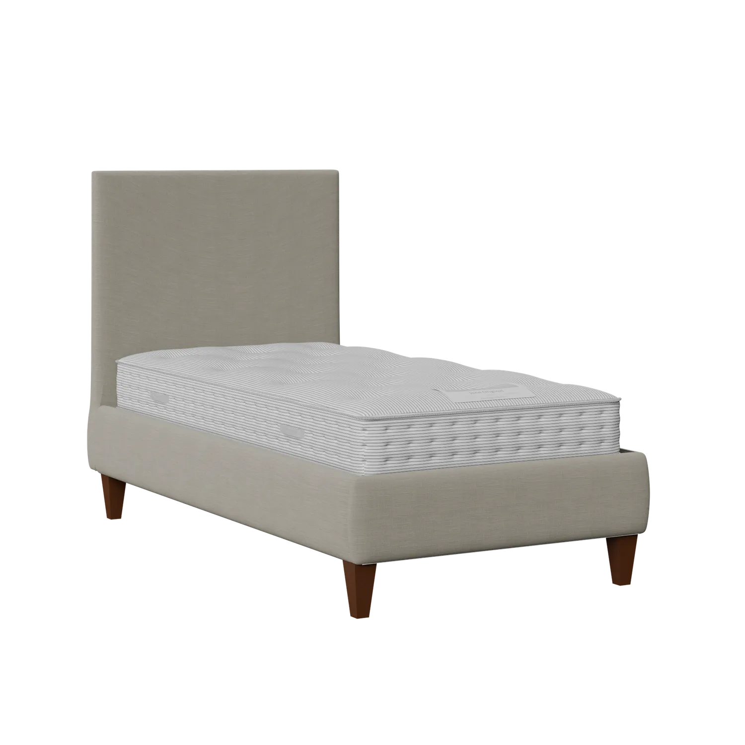 Yushan upholstered single bed in grey fabric