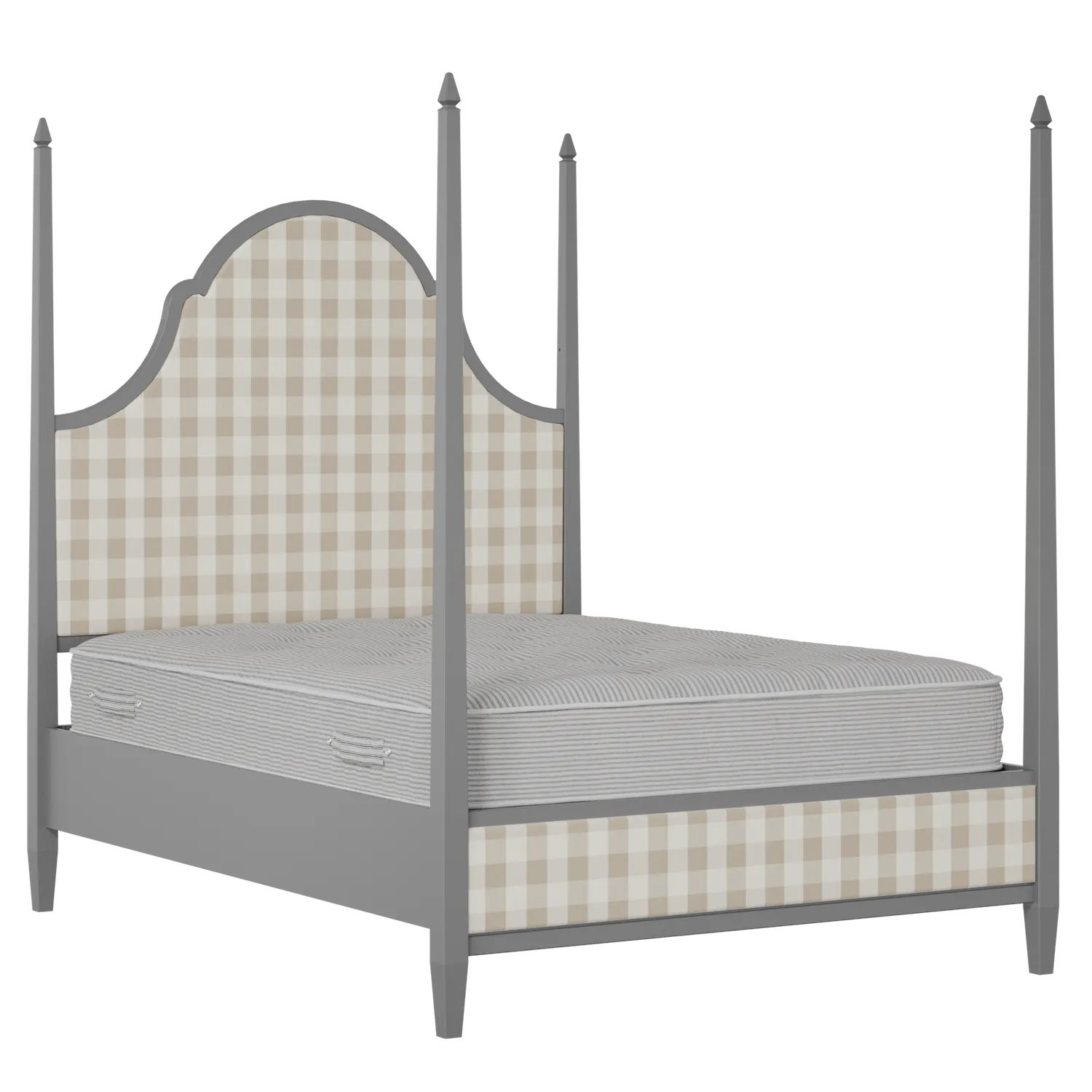 Beckett Upholstered wood upholstered bed in grey with Romo Kemble Putty fabric
