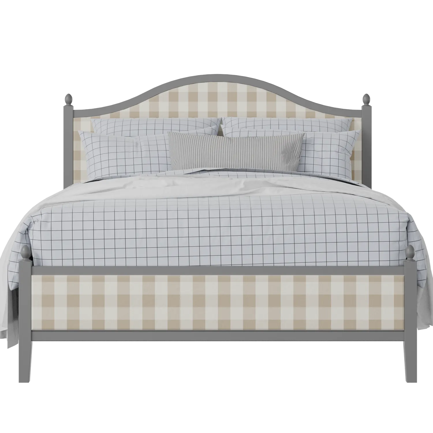 Brady Slim Upholstered wood upholstered upholstered bed in grey with Romo Kemble Putty fabric