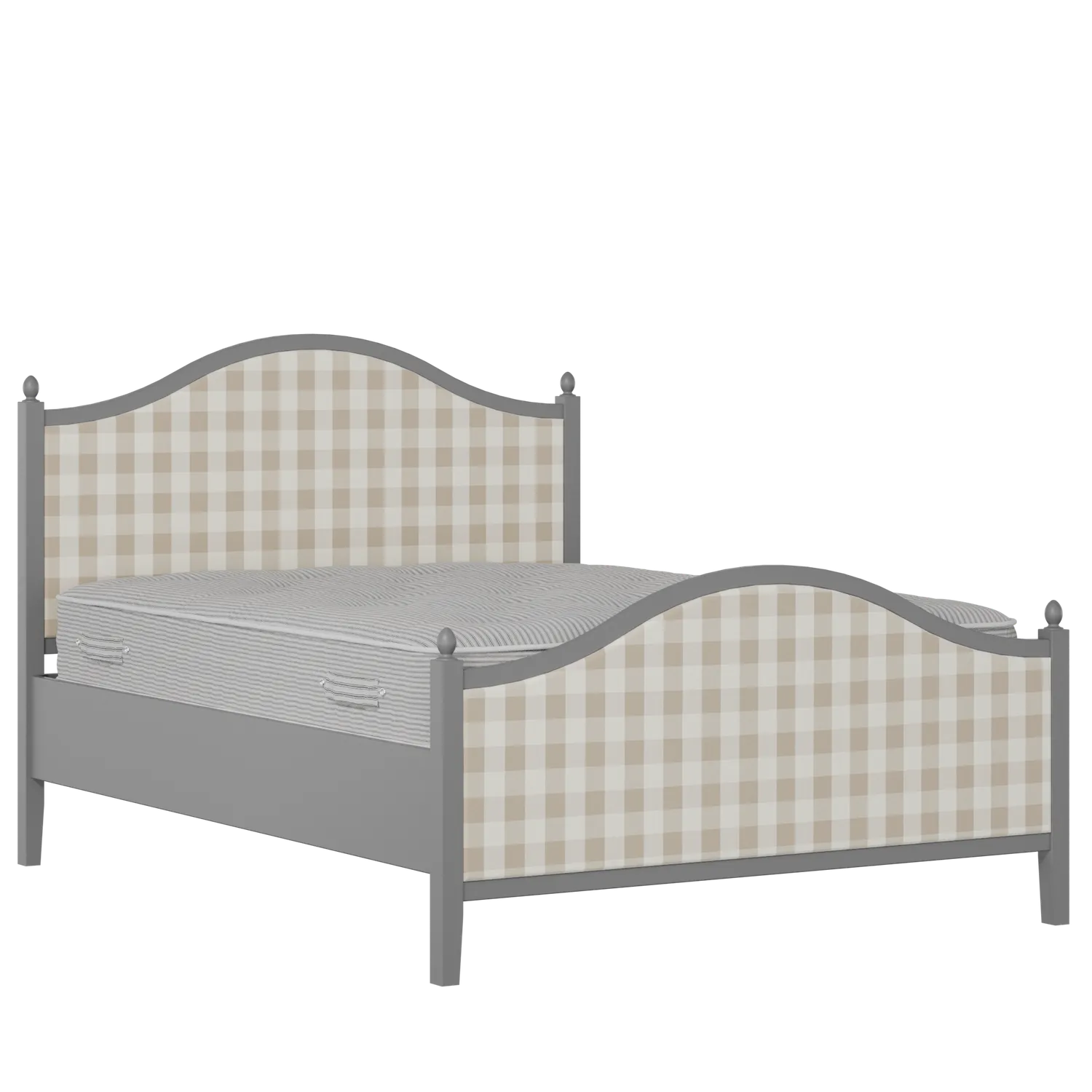 Brady Upholstered wood upholstered bed in grey with Romo Kemble Putty fabric