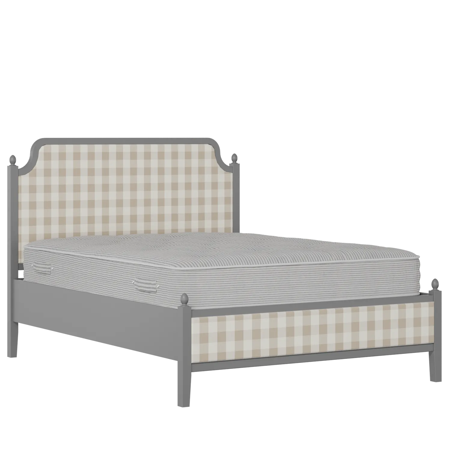Bronte Slim Upholstered wood upholstered bed in grey with Romo Kemble Putty fabric