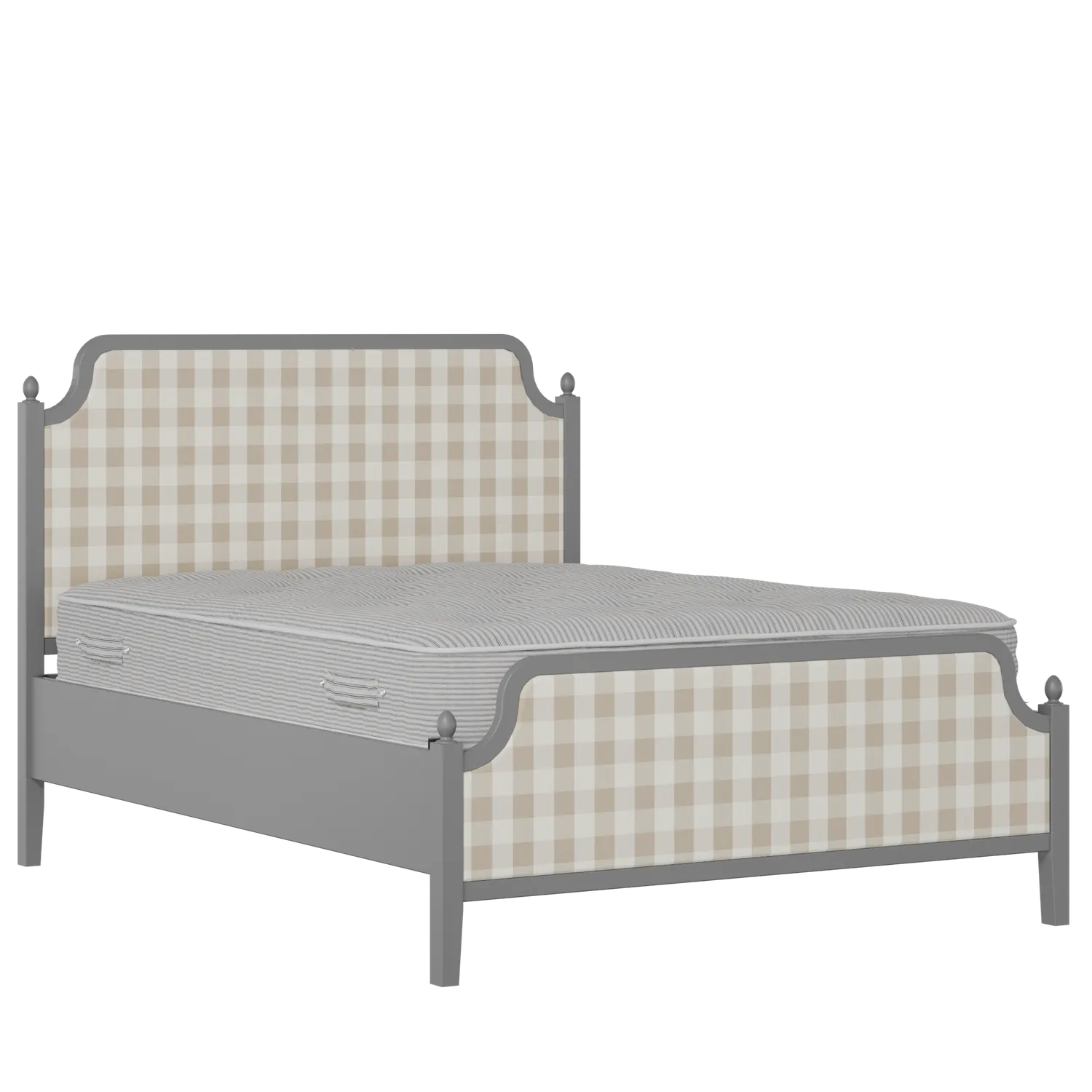 Bronte Upholstered wood upholstered bed in grey with Romo Kemble Putty fabric