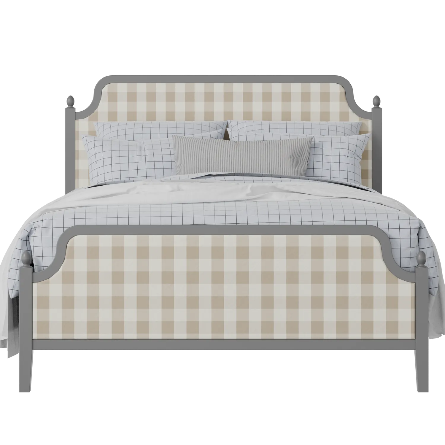 Bronte Upholstered wood upholstered upholstered bed in grey with Romo Kemble Putty fabric