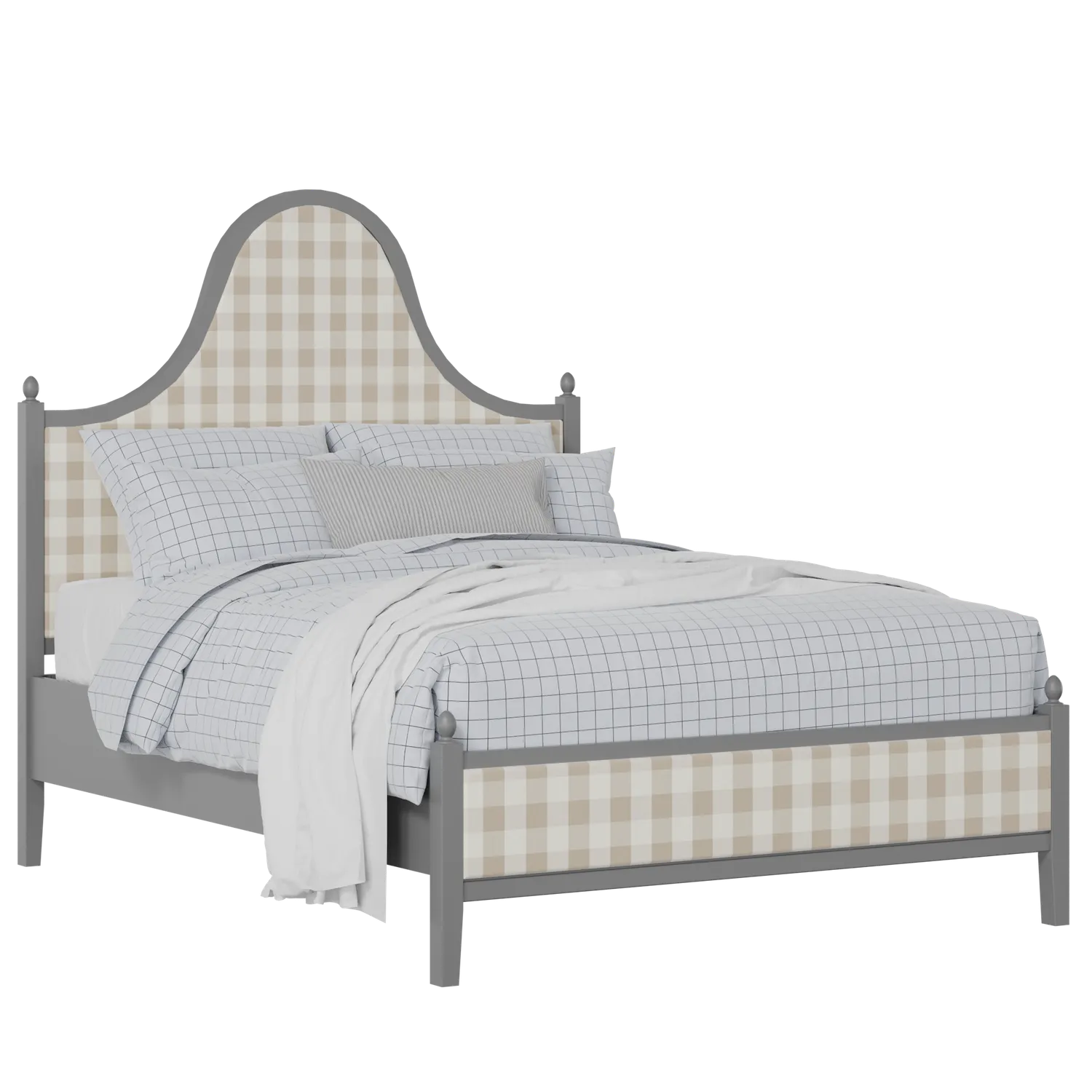 Bryce Upholstered wood upholstered bed in grey with Romo Kemble Putty fabric