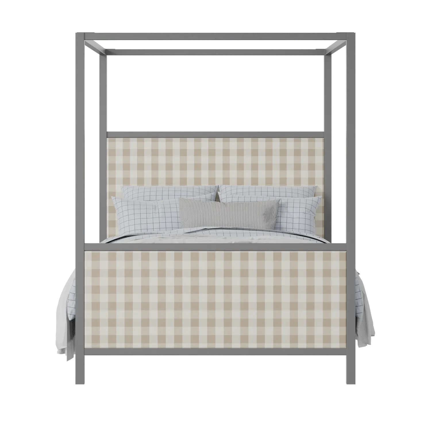 Byron Upholstered wood upholstered upholstered bed in grey with Romo Kemble Putty fabric