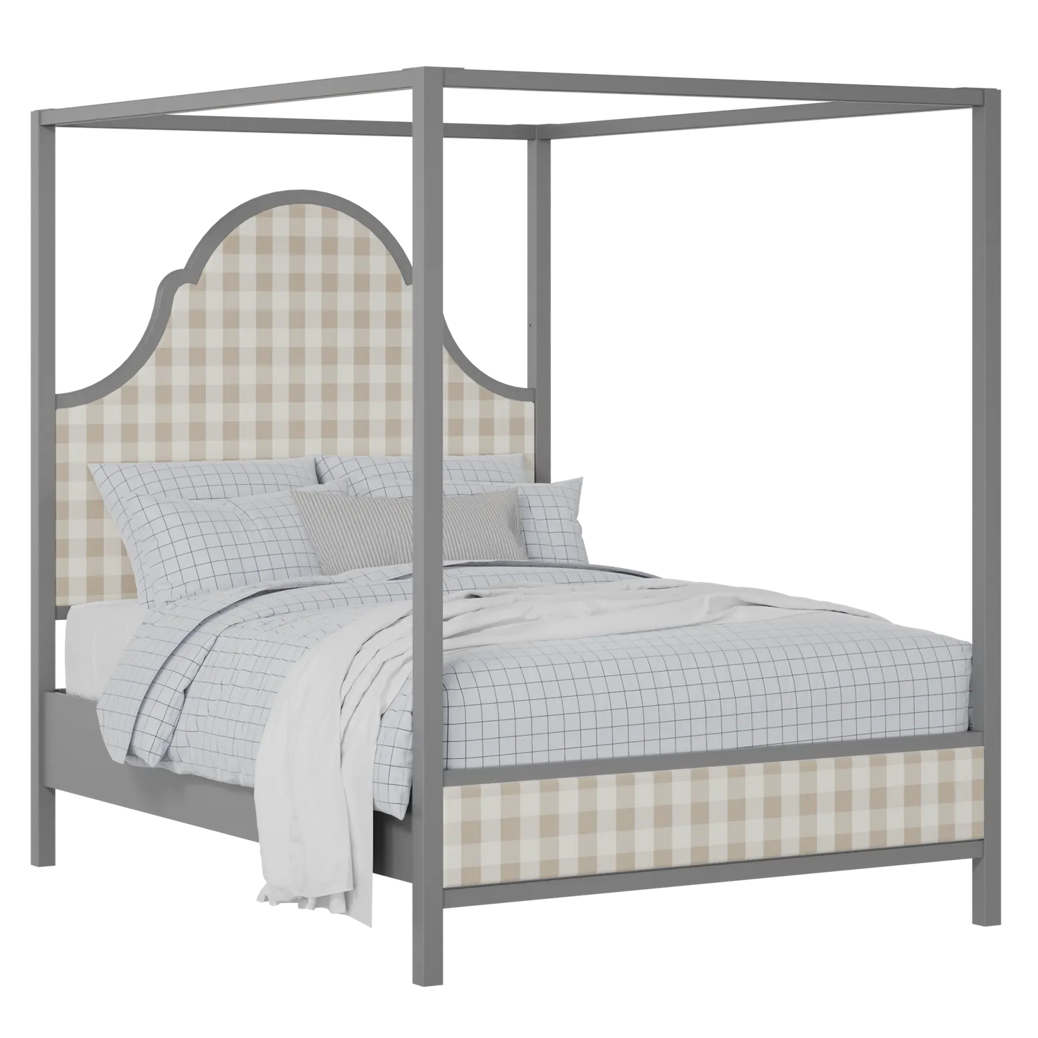 Joyce Upholstered wood upholstered bed in grey with Romo Kemble Putty fabric