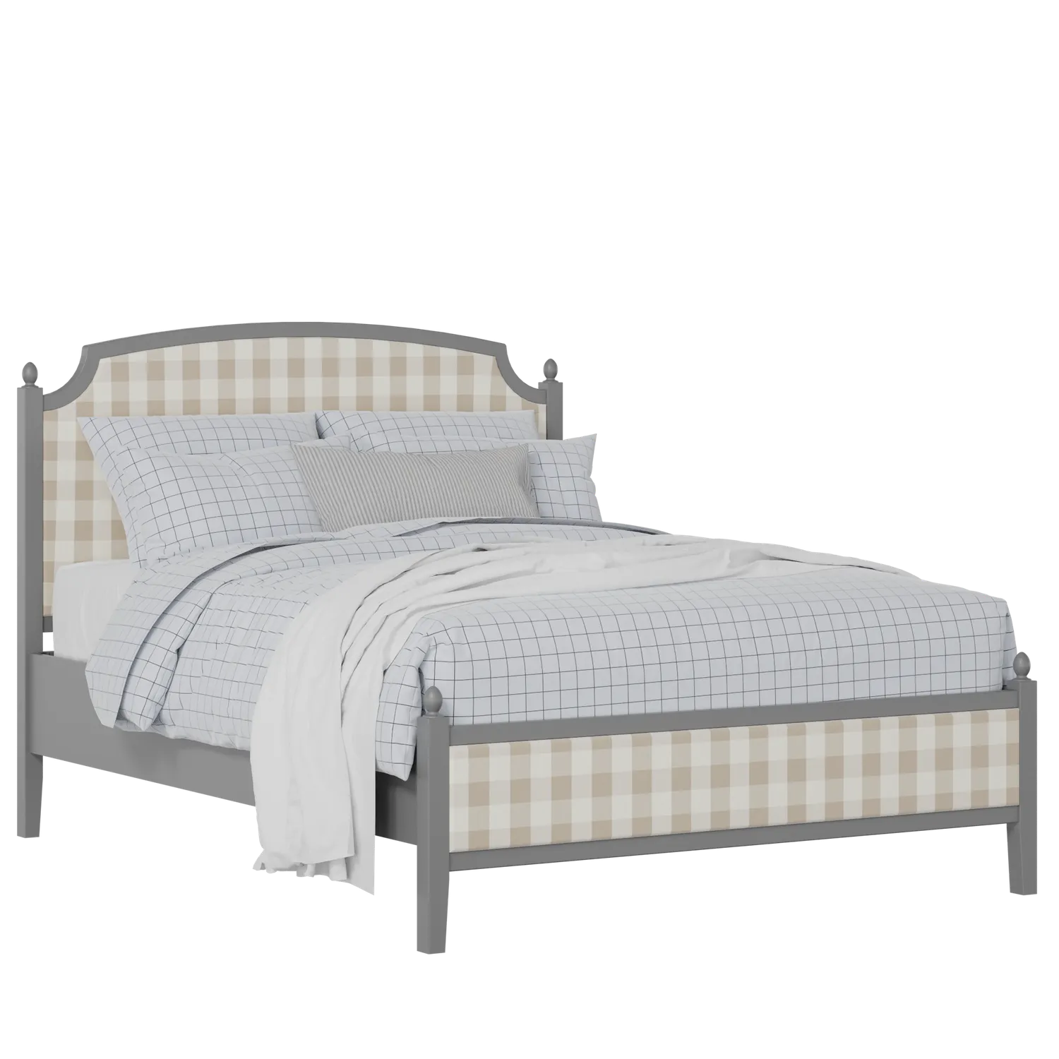 Kipling Slim Upholstered wood upholstered bed in grey with Romo Kemble Putty fabric