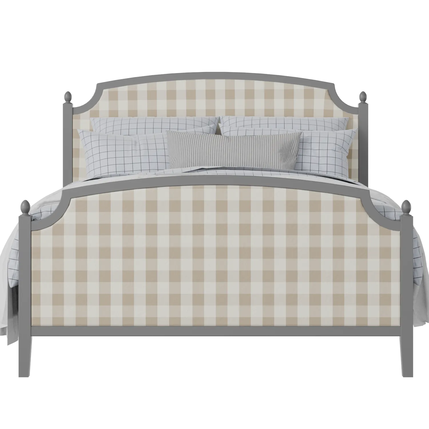 Kipling Upholstered wood upholstered upholstered bed in grey with Romo Kemble Putty fabric
