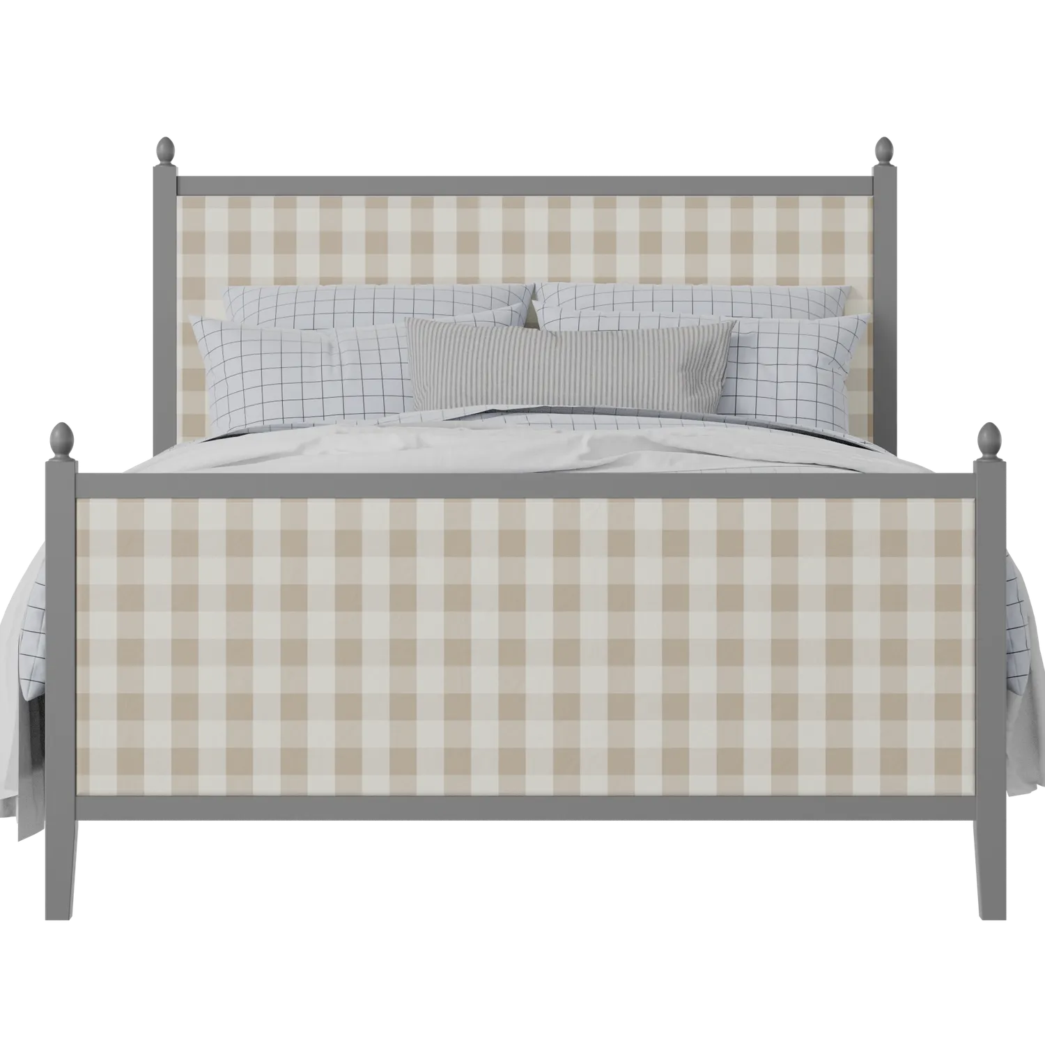 Marbella Upholstered wood upholstered upholstered bed in grey with Romo Kemble Putty fabric